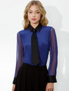 BRADY SILK BLOUSE-MIDNIGHT BLUE-ALICE + OLIVIA