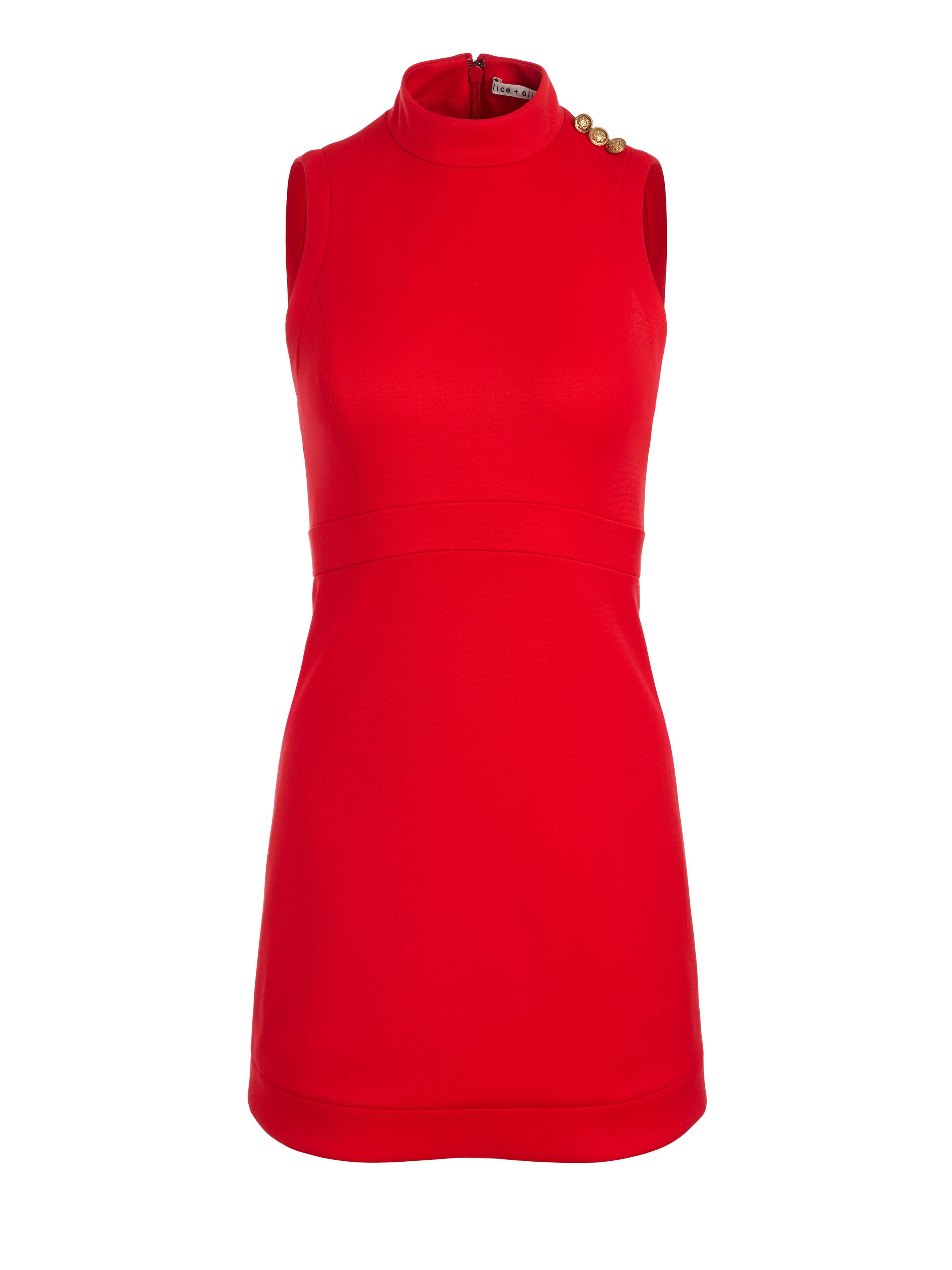 VICTORIA EMPIRE WAIST MINI DRESS-BRIGHT RUBY-ALICE + OLIVIA