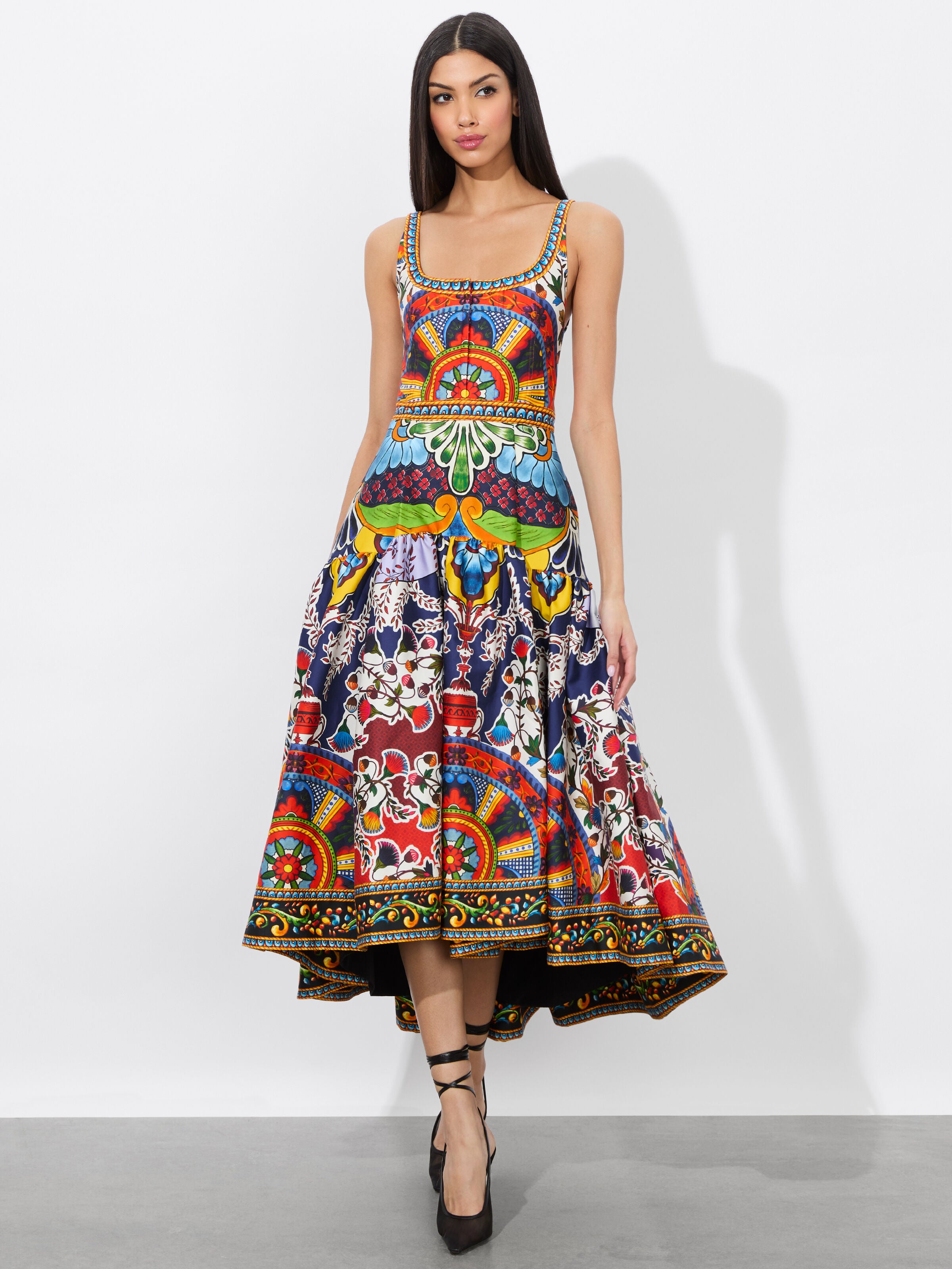 DIANA STRUCTURED MIDI DRESS-ON THE ROAD-ALICE + OLIVIA