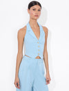 DONNA HALTER VEST-MINERAL BLUE-ALICE + OLIVIA
