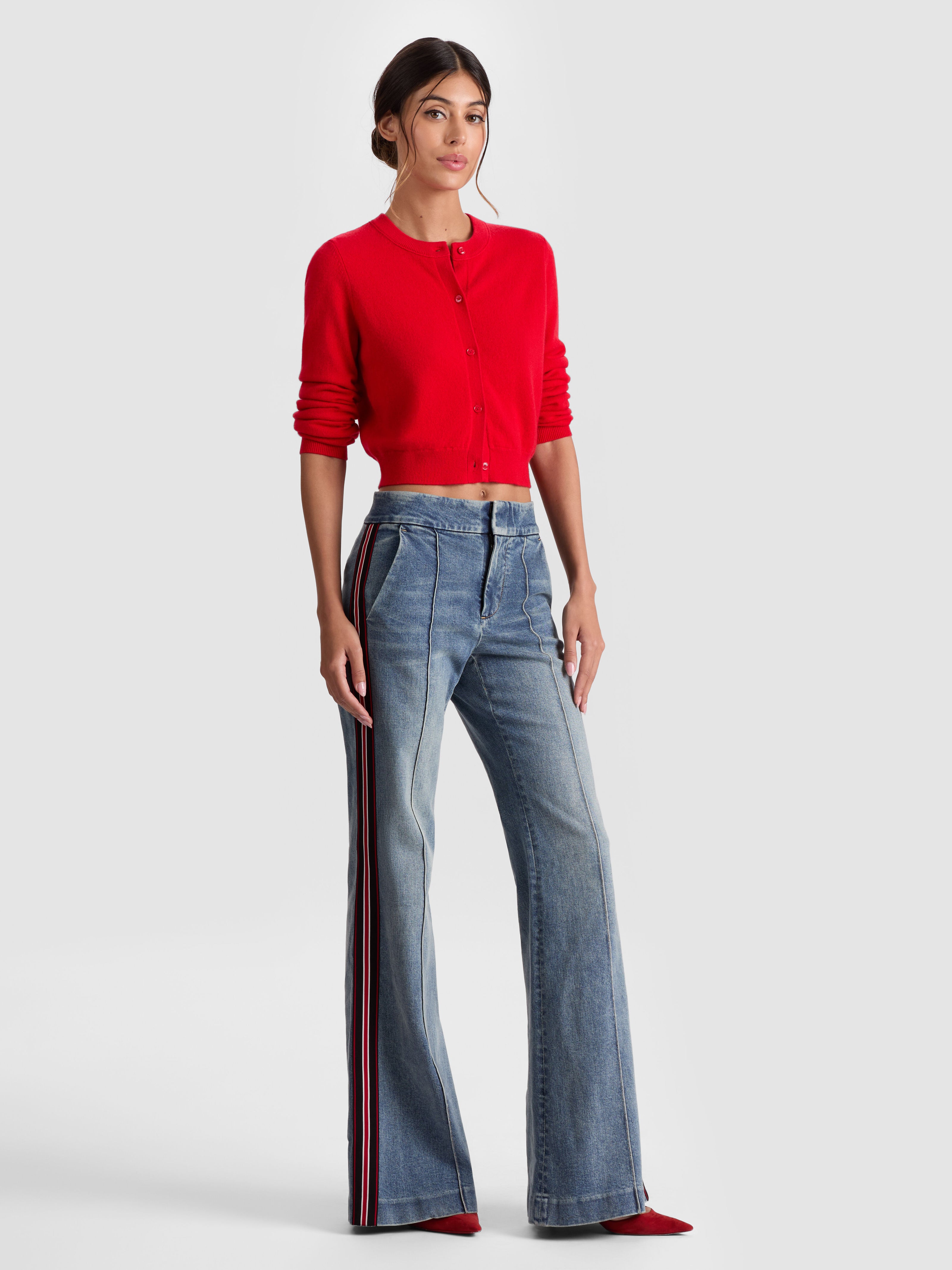 DOLLIE CASHMERE CARDIGAN-BRIGHT RUBY-ALICE + OLIVIA