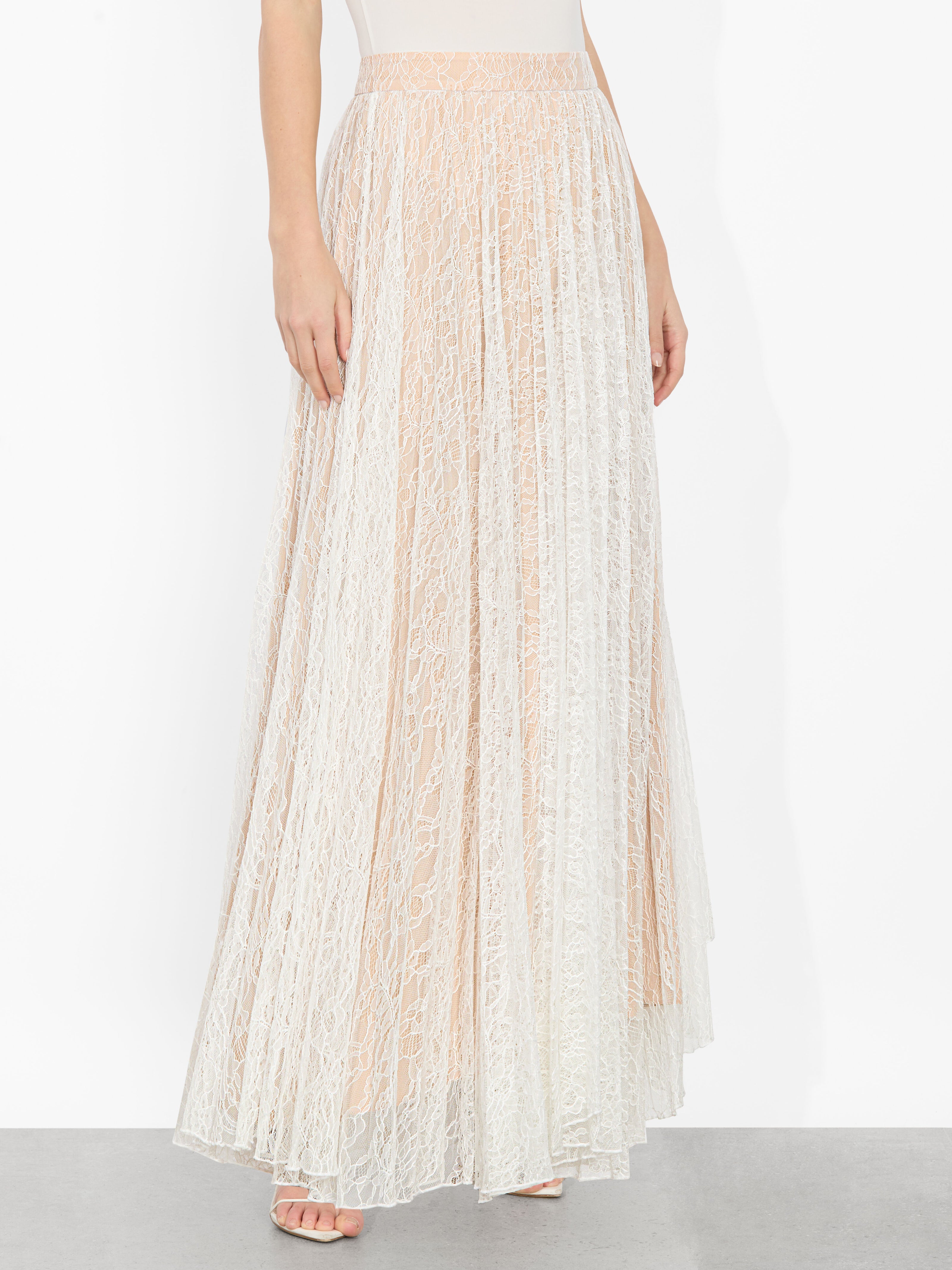 KATZ PLEATED MAXI SKIRT-OFF WHITE-ALICE + OLIVIA