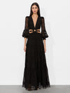PATRICA TIERED DRESS-Black-ALICE + OLIVIA