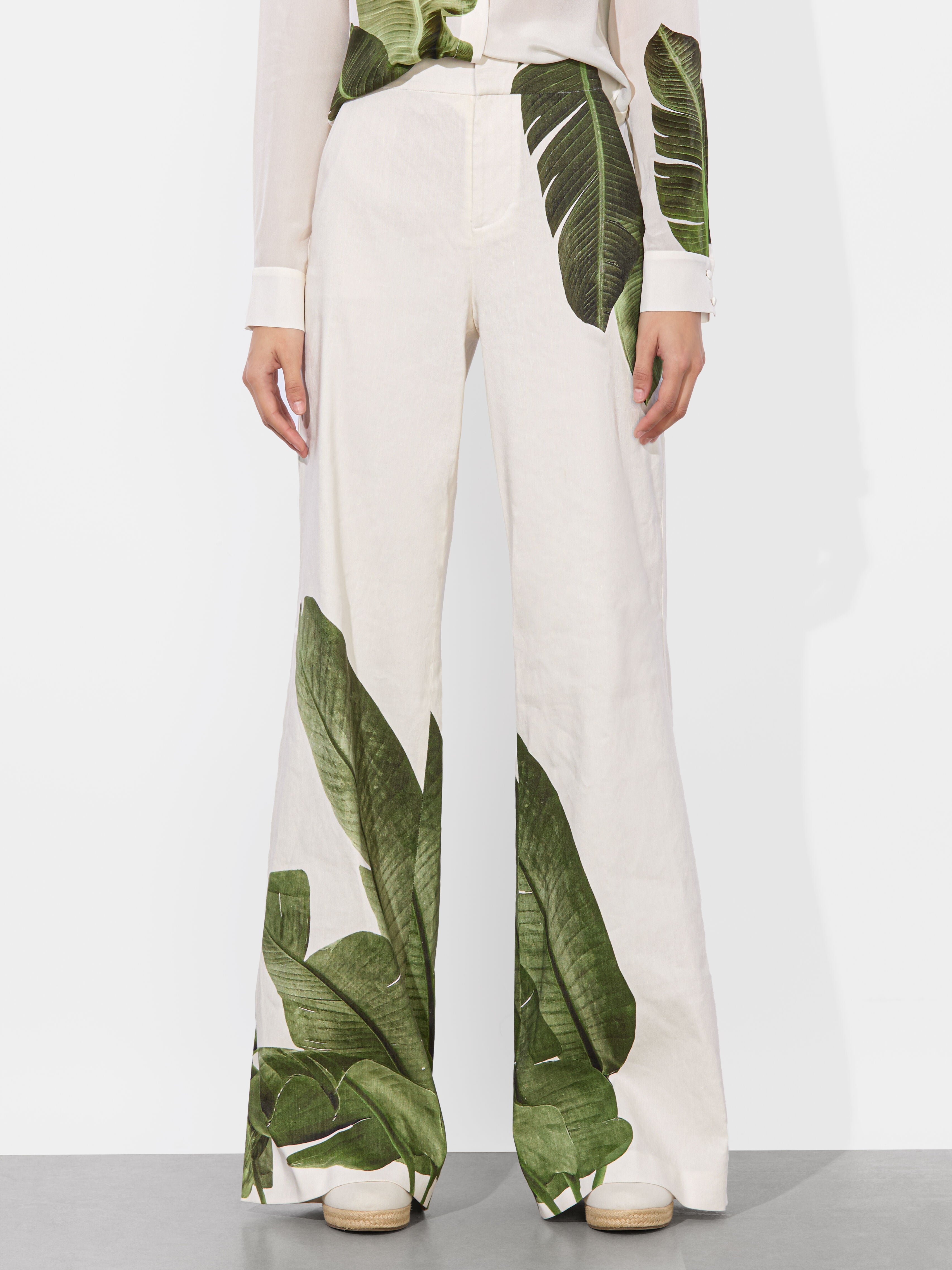DYLAN LINEN PANT-JUNGLE PALM OFF WHITE-ALICE + OLIVIA