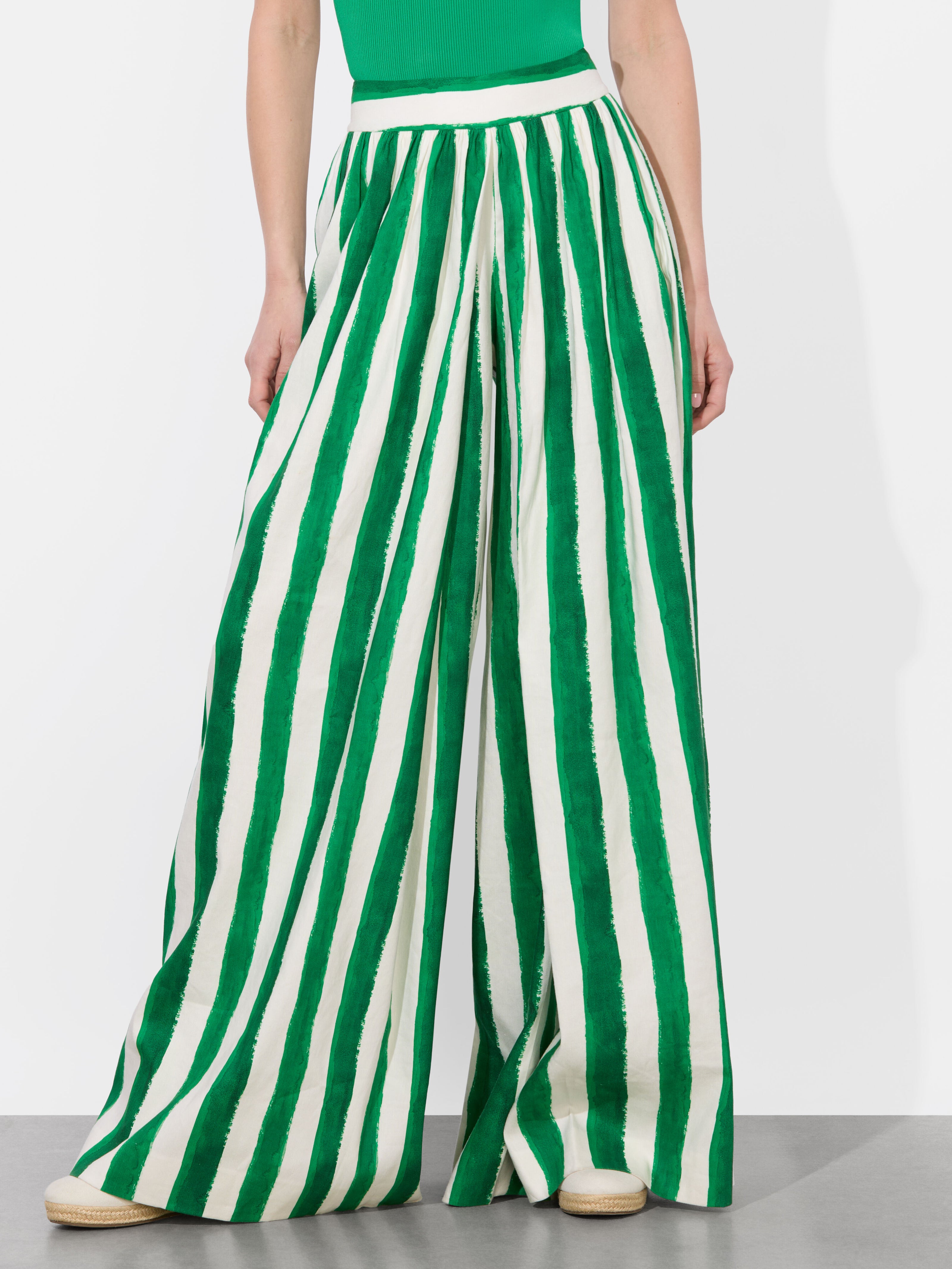SAMARA LINEN PANT-PAINTED STRIPE LT EMERALD-ALICE + OLIVIA