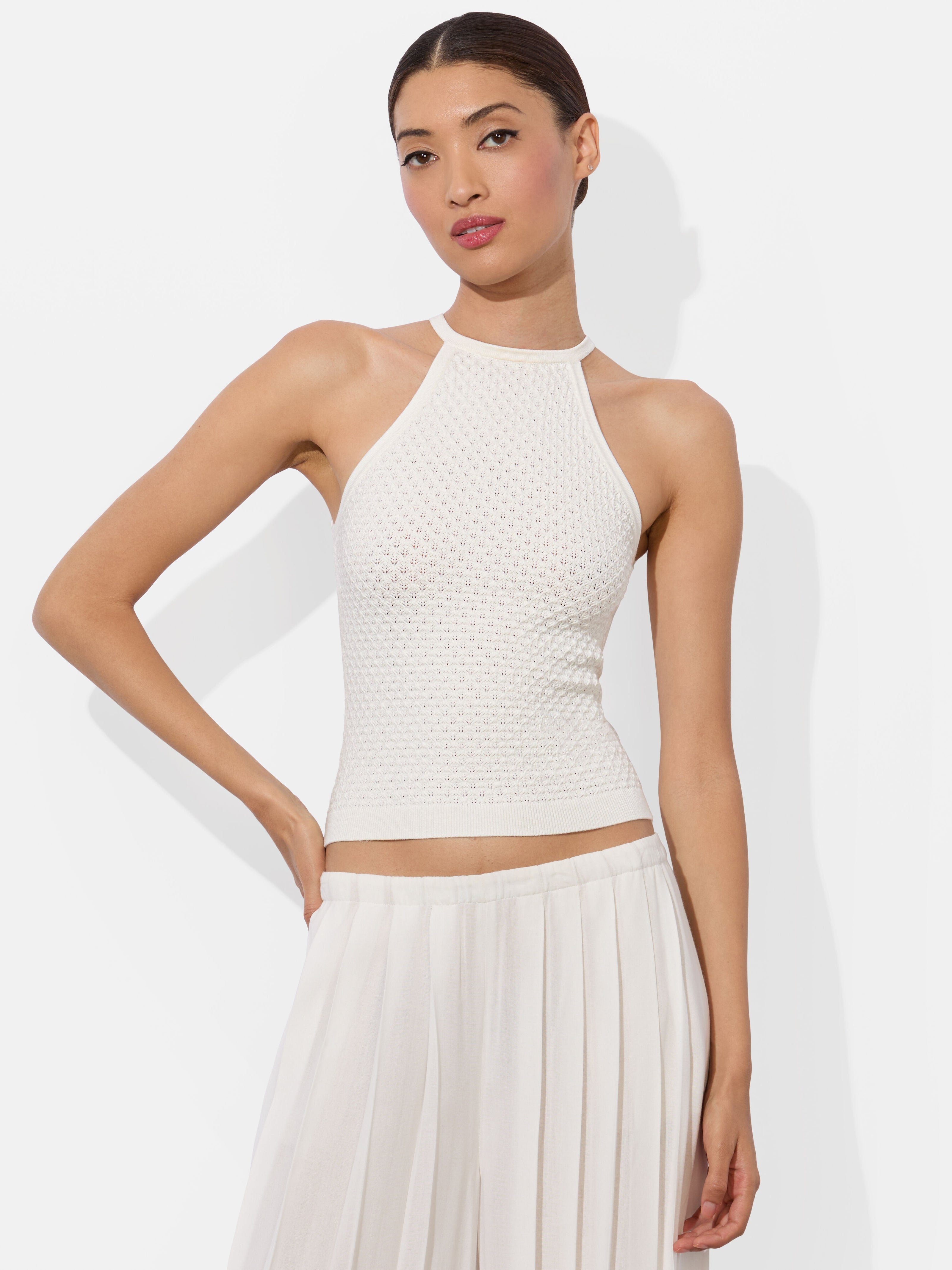 HEIDI POINTELLE TANK-Black-ALICE + OLIVIA