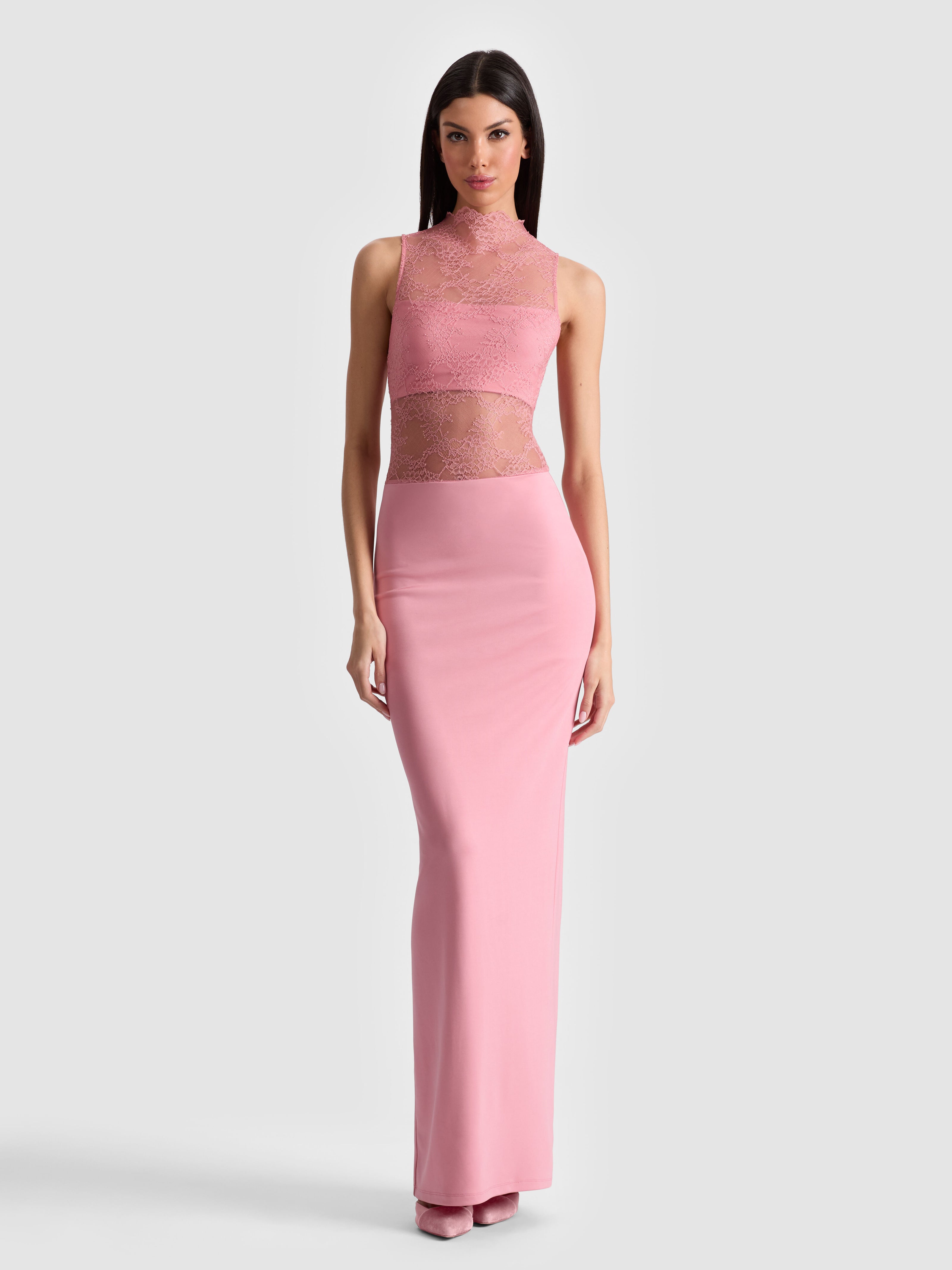 NICHOL LACE MAXI DRESS-Black-ALICE + OLIVIA