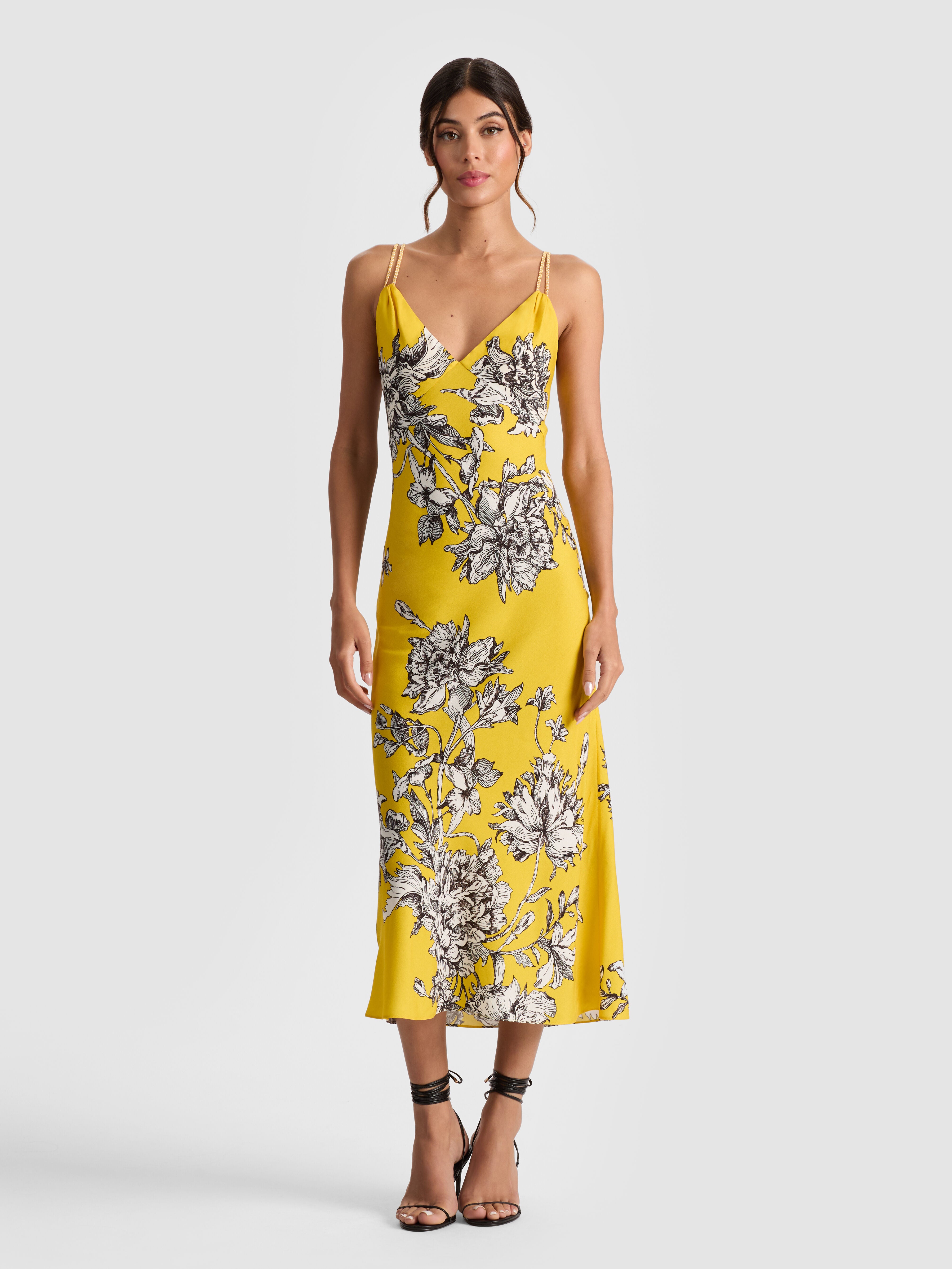 KIRO MIDI DRESS-BLOOMING WILD GOLDEN HOUR-ALICE + OLIVIA