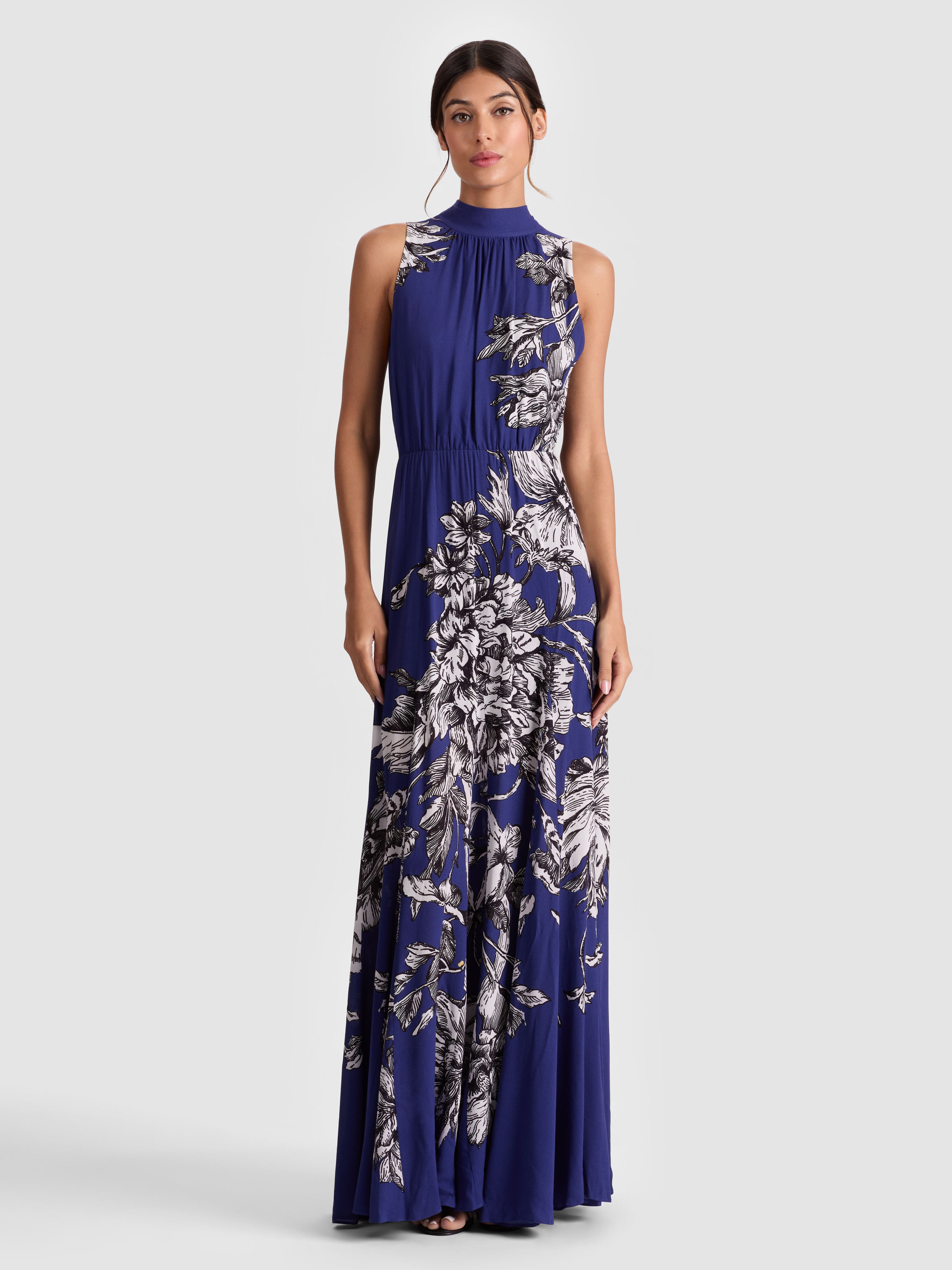 DITA MAXI DRESS-BLOOMING WILD INDIGO-ALICE + OLIVIA