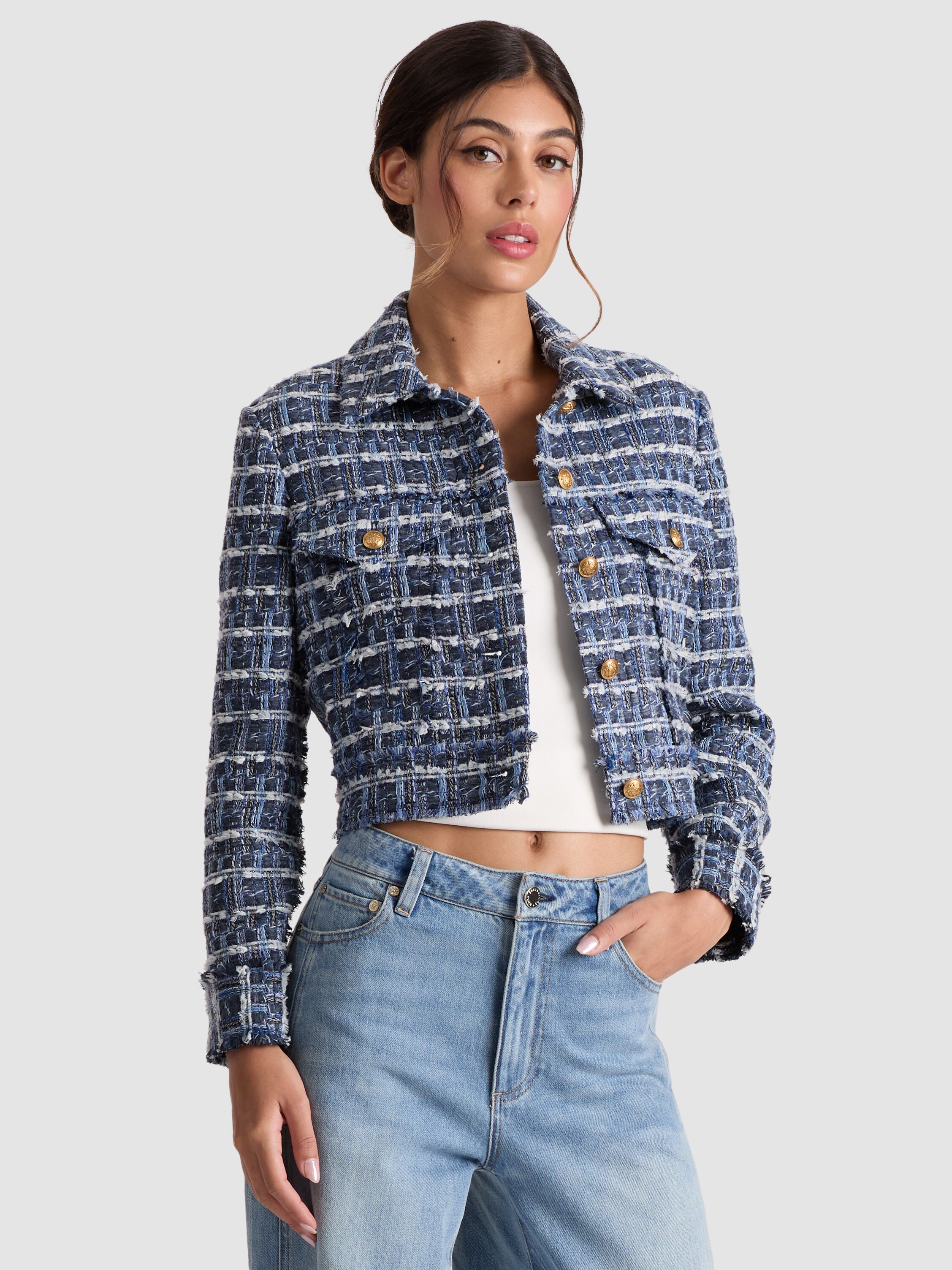 CHLOE CROPPED JACKET-INDIGO-ALICE + OLIVIA