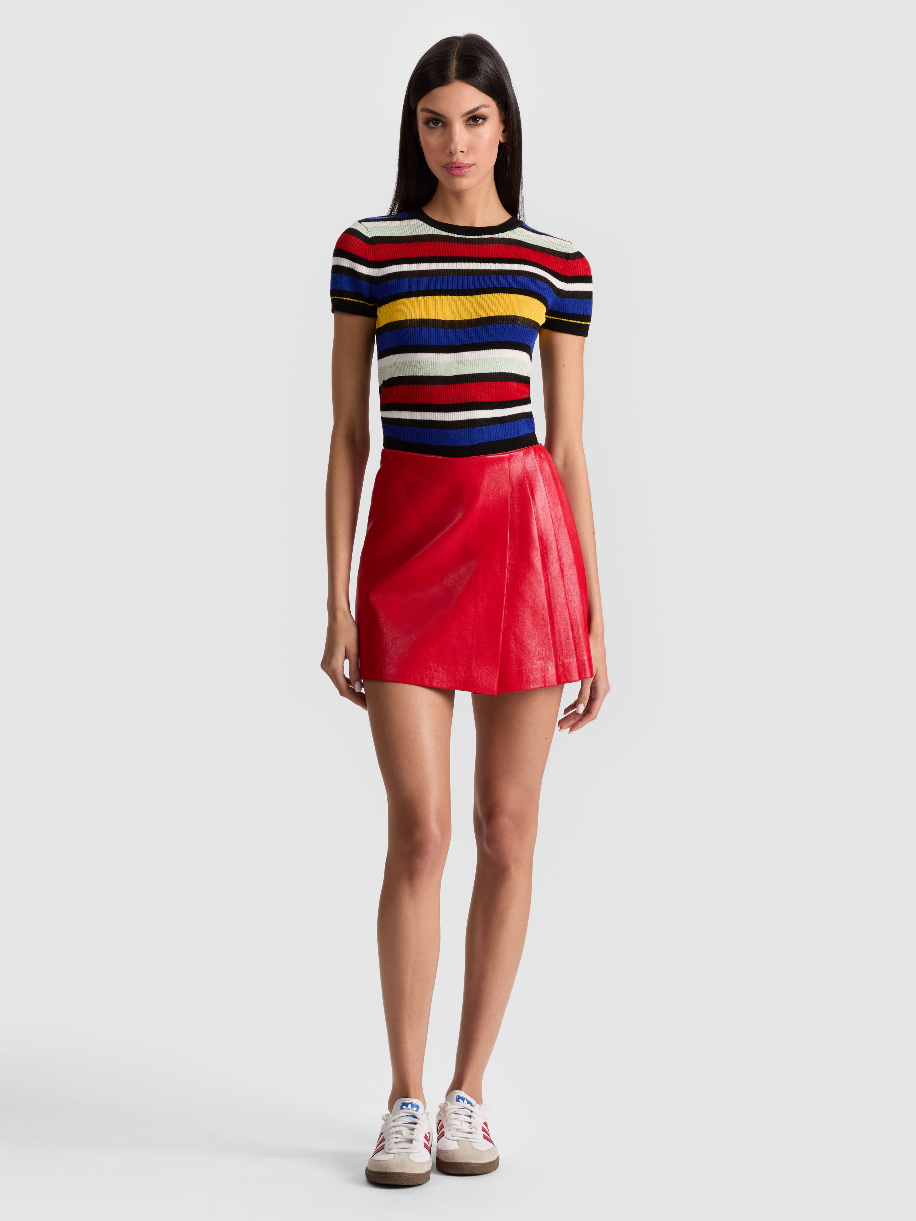 TONI VEGAN MINI SKIRT-PERFECT RUBY-ALICE + OLIVIA