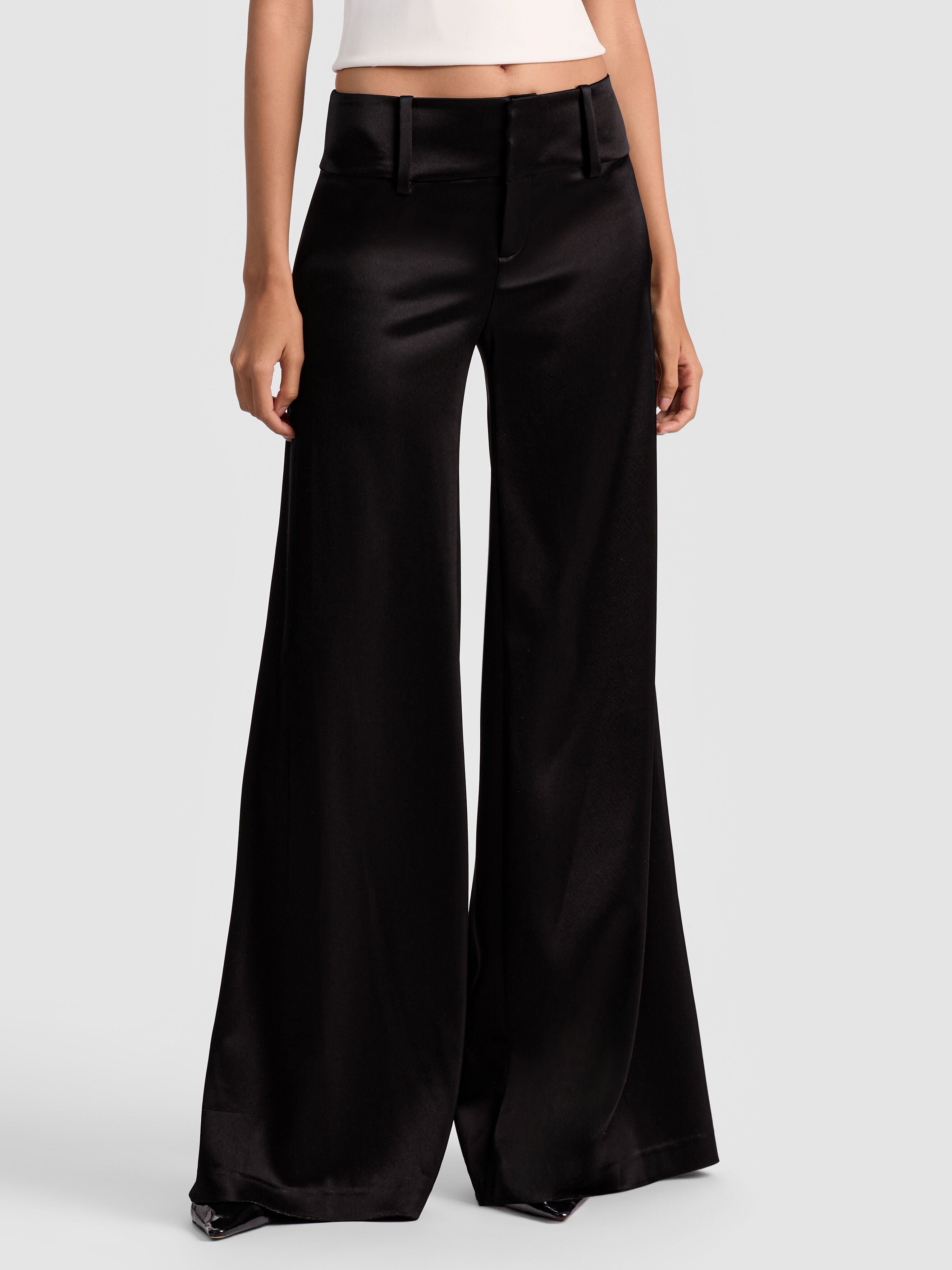 OLIVIA SATIN WIDE LEG PANT-Black-ALICE + OLIVIA