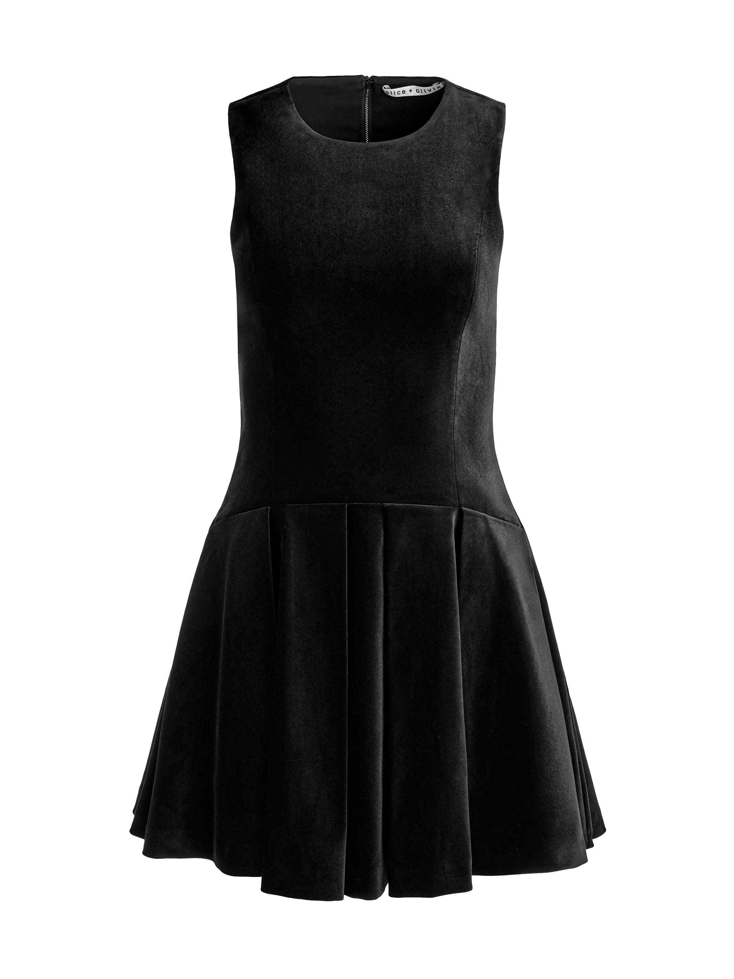 ADLEY SLVLSS CREW NK DROP WAIST FLARE MINI DRESS