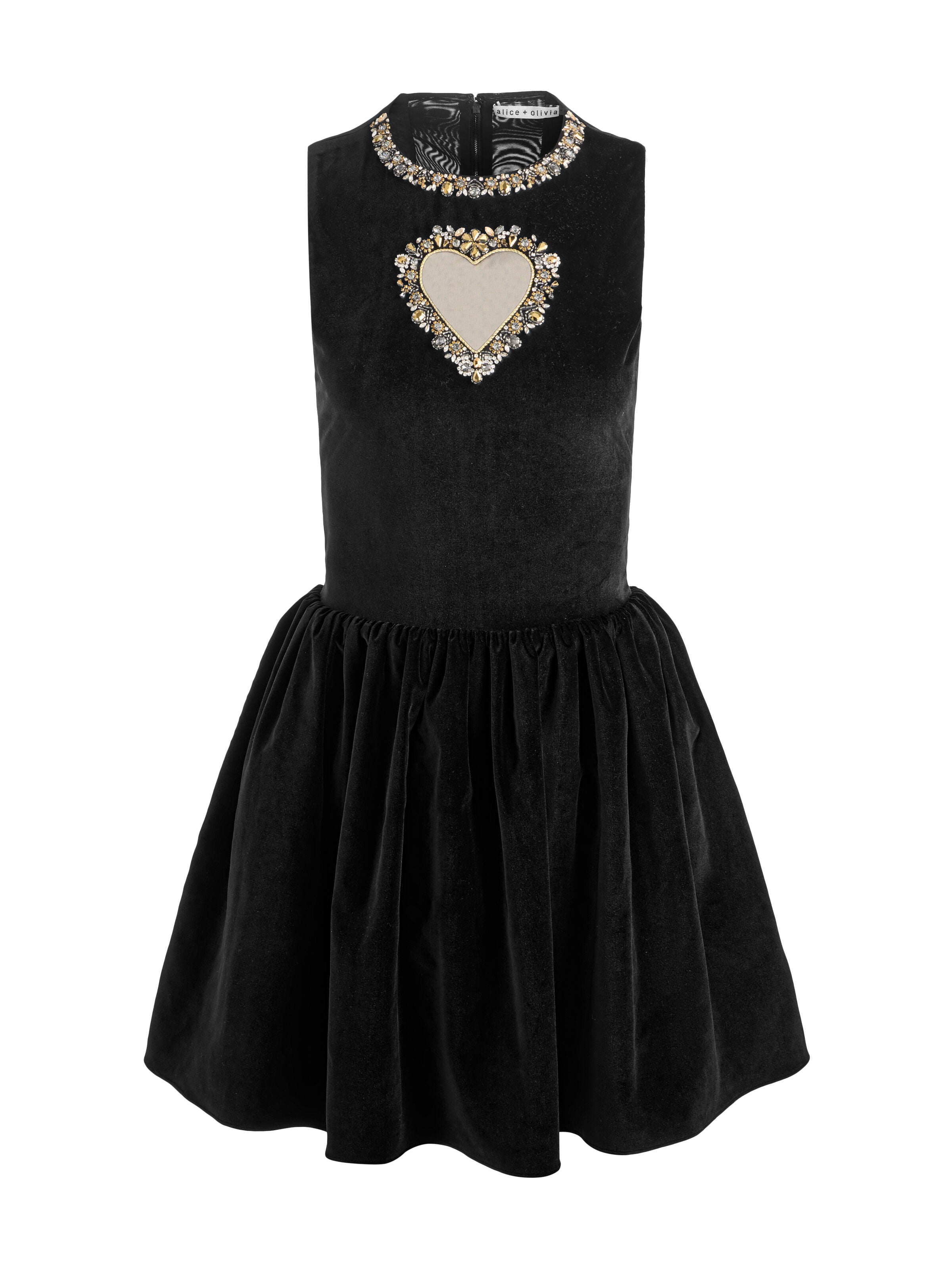 ELLA VELVET MINI DRESS-Black-ALICE + OLIVIA