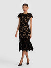 CLOVER OPEN BACK MIDI DRESS-Black-ALICE + OLIVIA