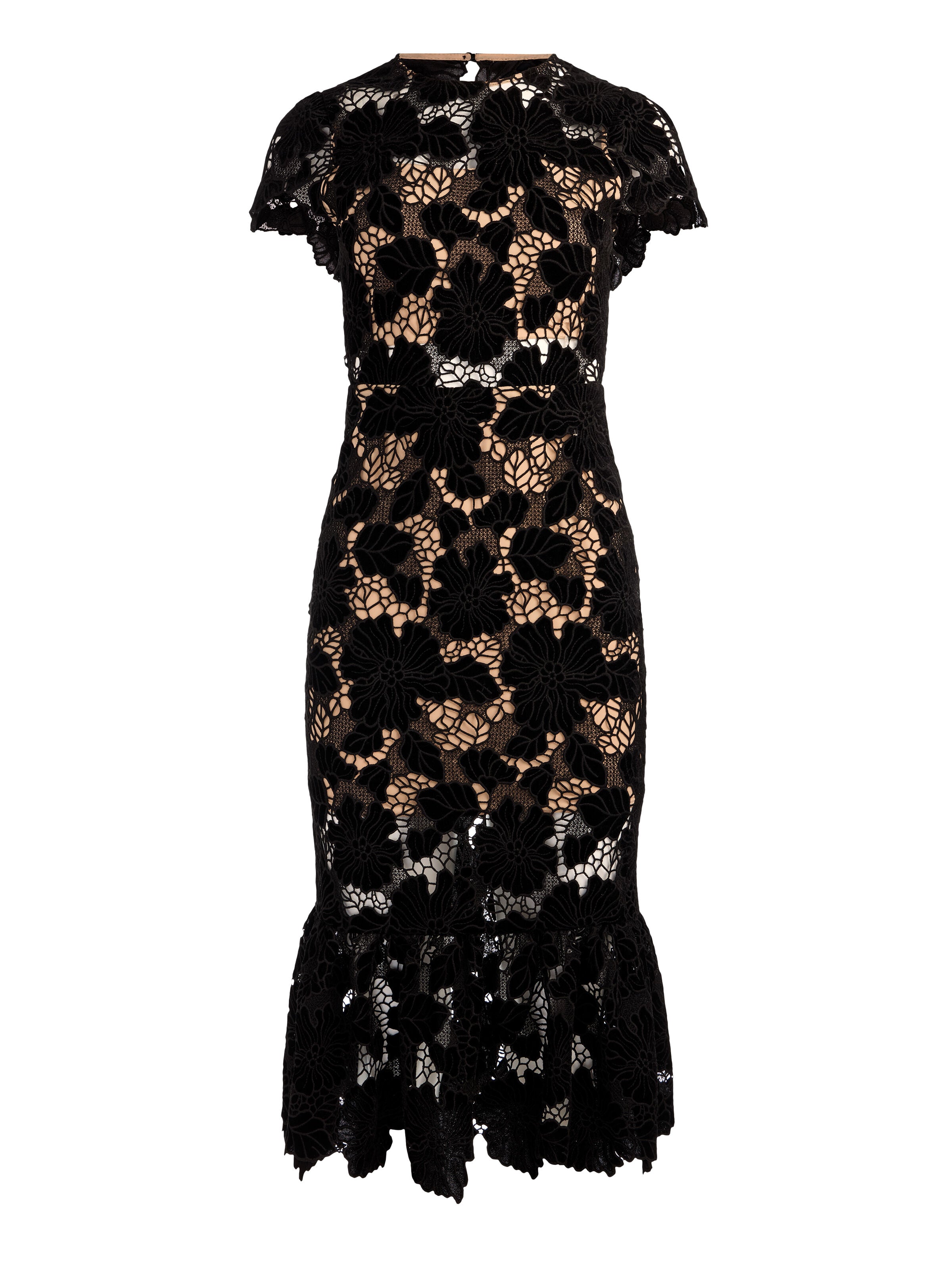 CLOVER OPEN BACK MIDI DRESS-Black-ALICE + OLIVIA
