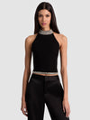 GATZ EMBELLISHED TOP-Black-ALICE + OLIVIA
