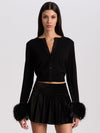 CARDIGAN CON POLSINI IN PELLICCIA SINTETICA DOLLIE-ALICE + OLIVIA