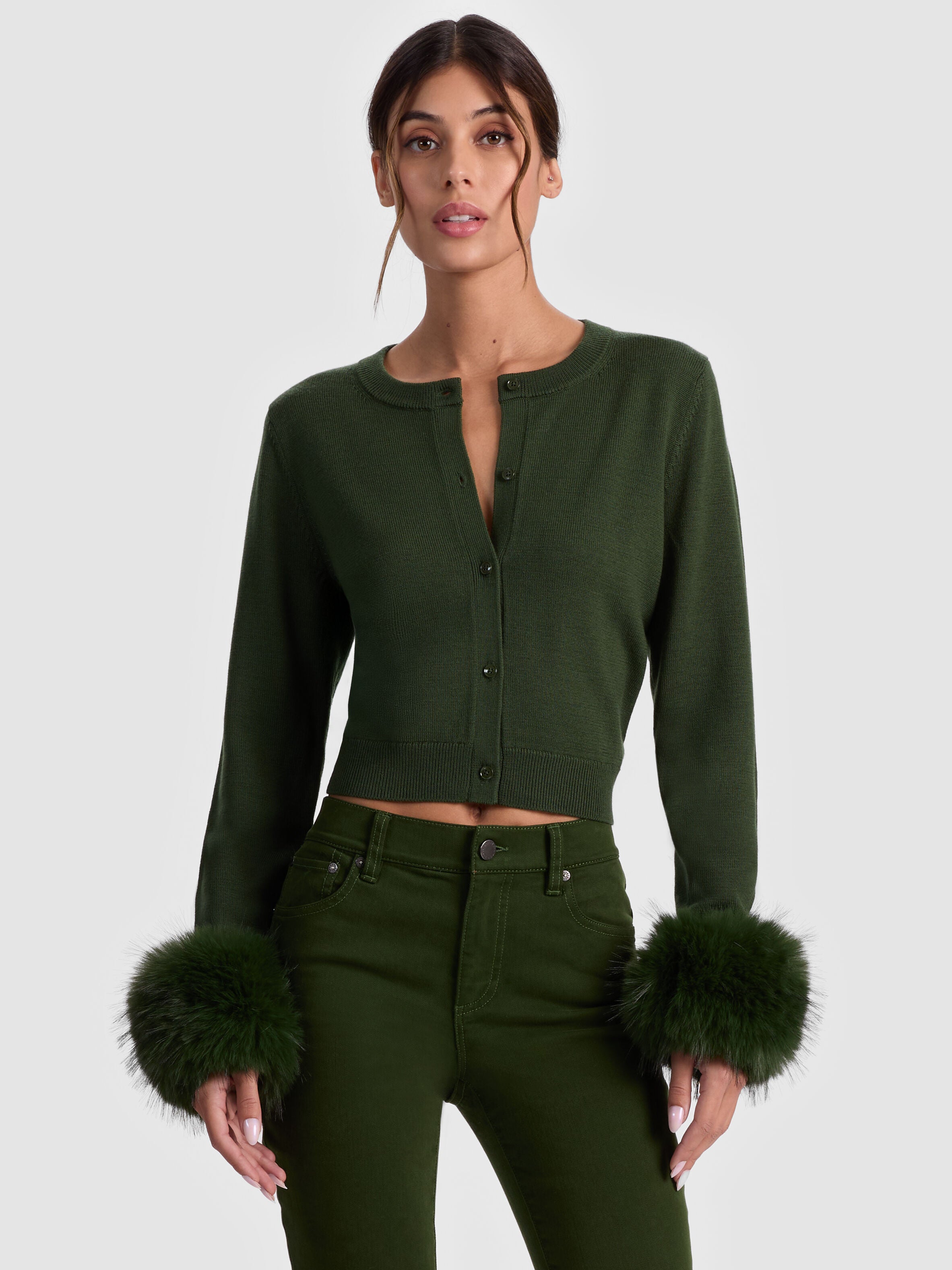 CARDIGAN CON POLSINI IN PELLICCIA SINTETICA DOLLIE-ALICE + OLIVIA