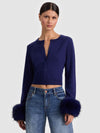 CARDIGAN CON POLSINI IN PELLICCIA SINTETICA DOLLIE-ALICE + OLIVIA