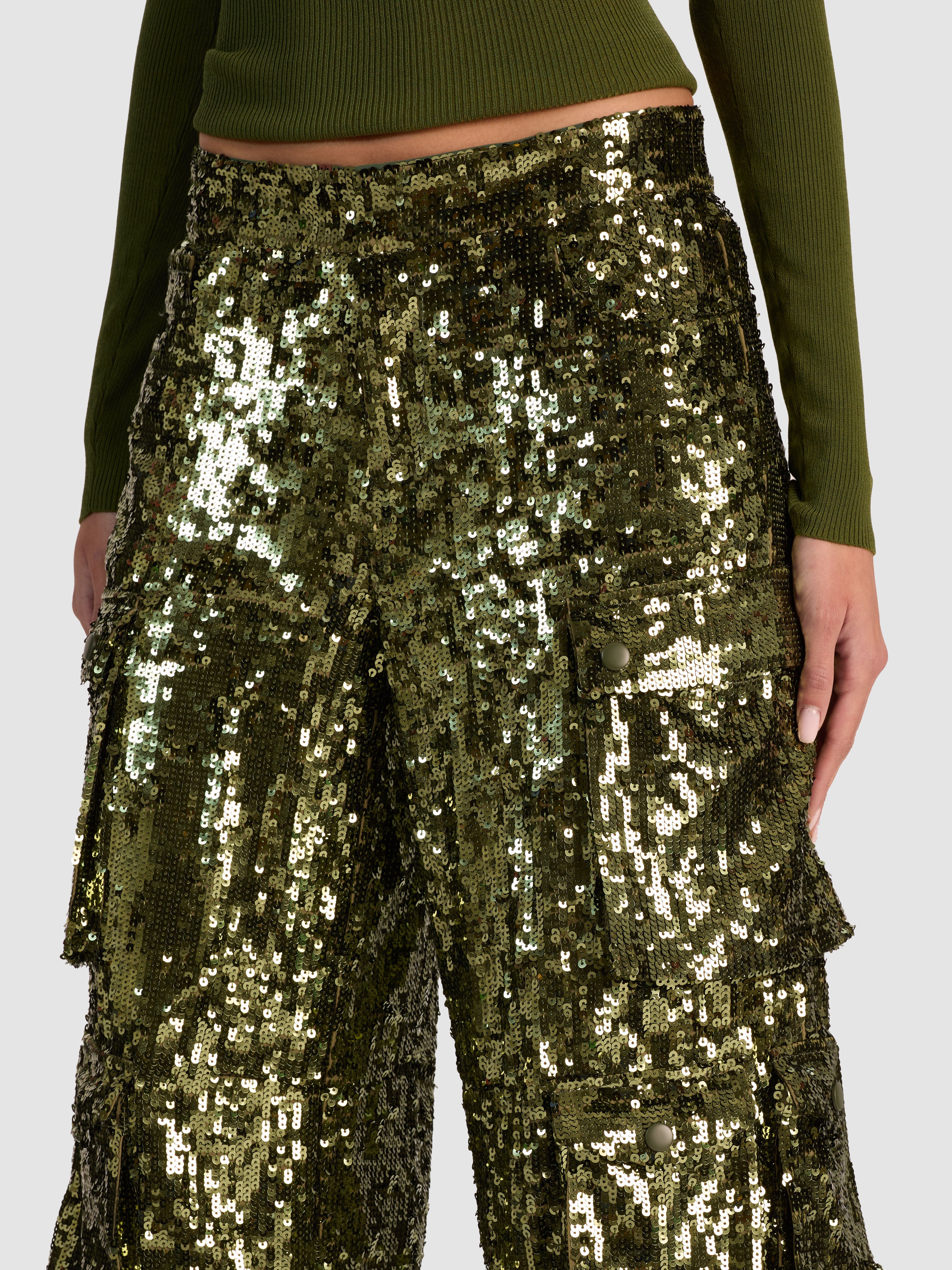 PANTALONI CARGO OLYMPIA CON PAILLETTES-ALICE + OLIVIA