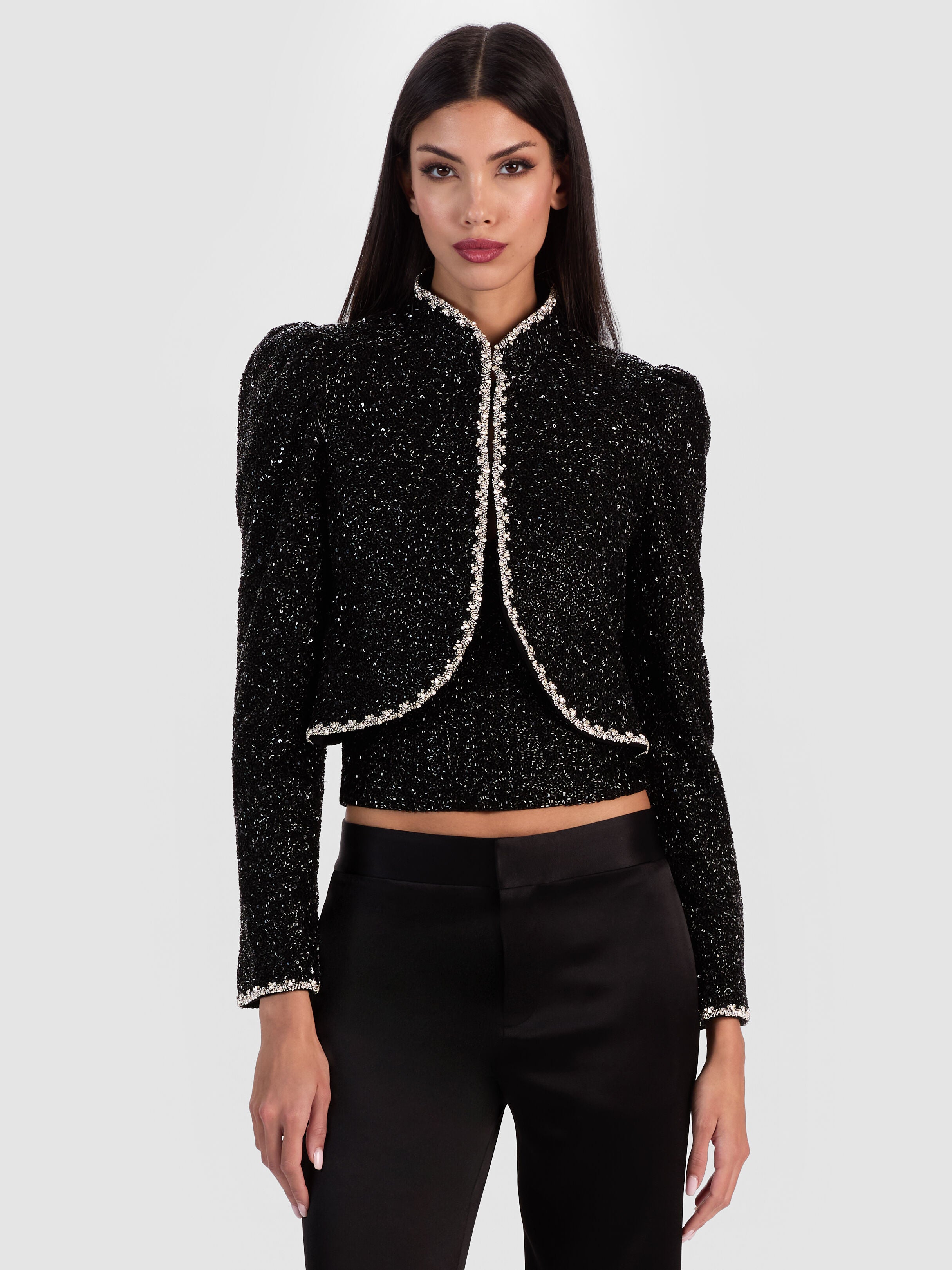 ILARIA EMBELLISHED JACKET-BLACK/CLEAR-ALICE + OLIVIA