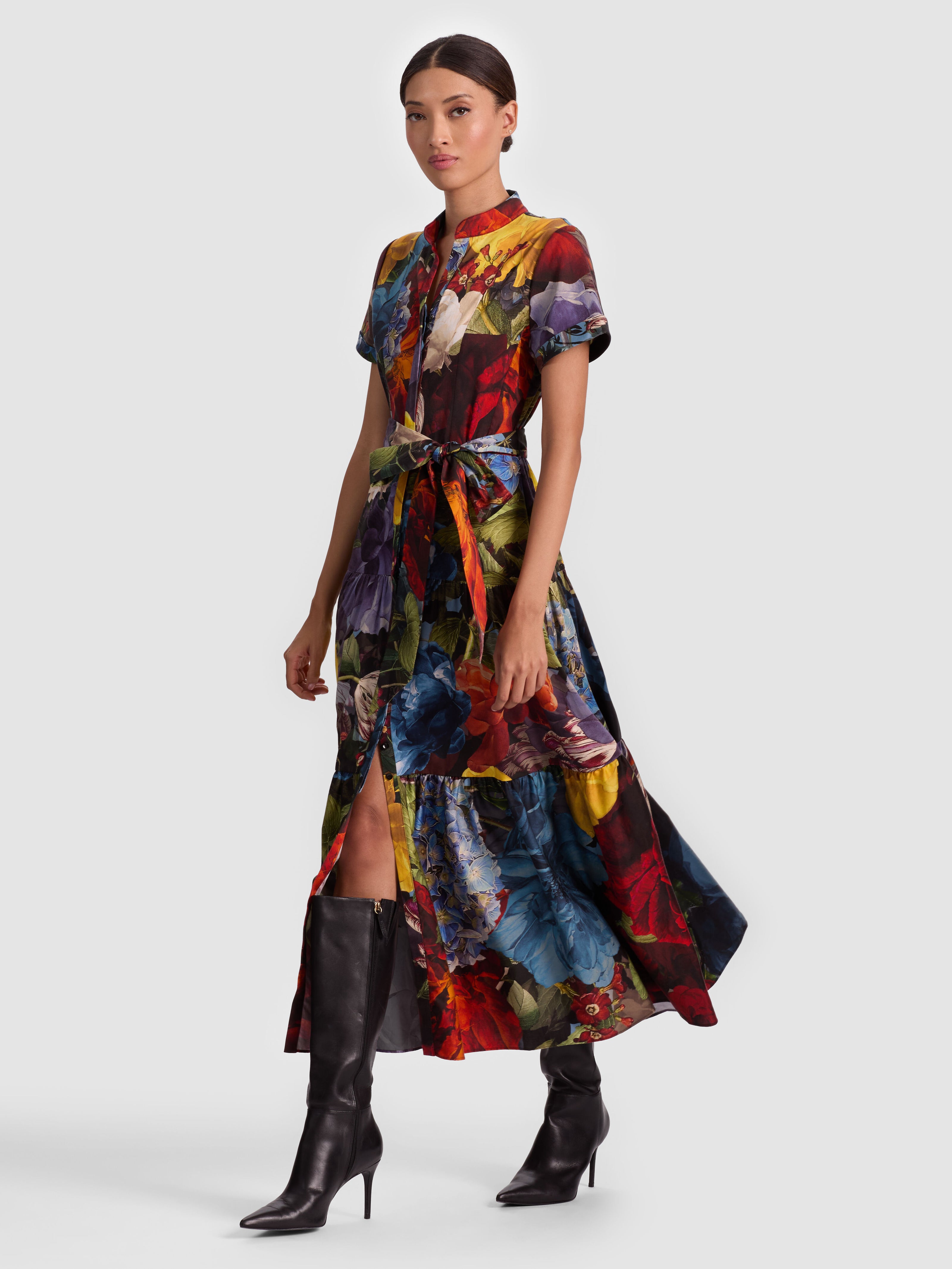 LUCY MIDI SHIRT DRESS-FLOURISH LG-ALICE + OLIVIA