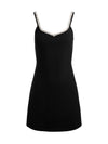 EVE EMBELLISHED TRIM MINI DRESS-Black-ALICE + OLIVIA