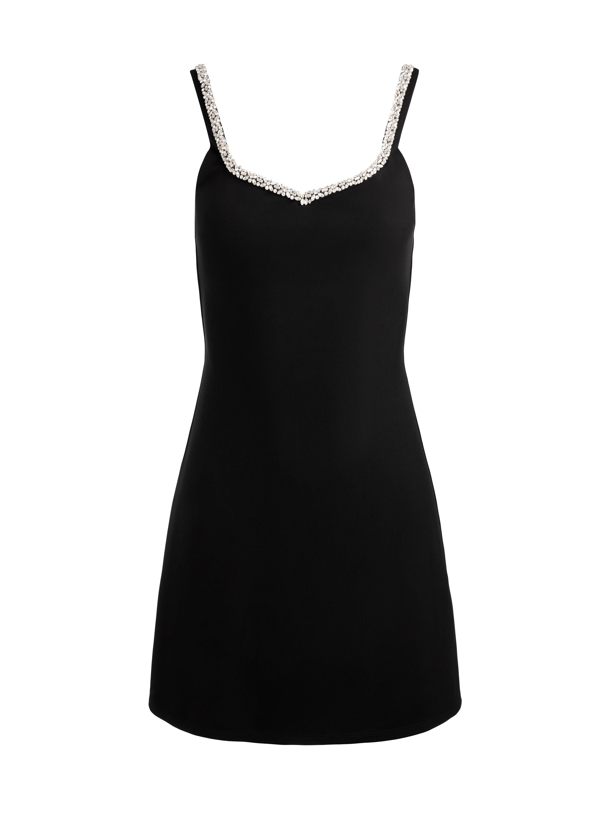 EVE EMBELLISHED TRIM MINI DRESS-Black-ALICE + OLIVIA