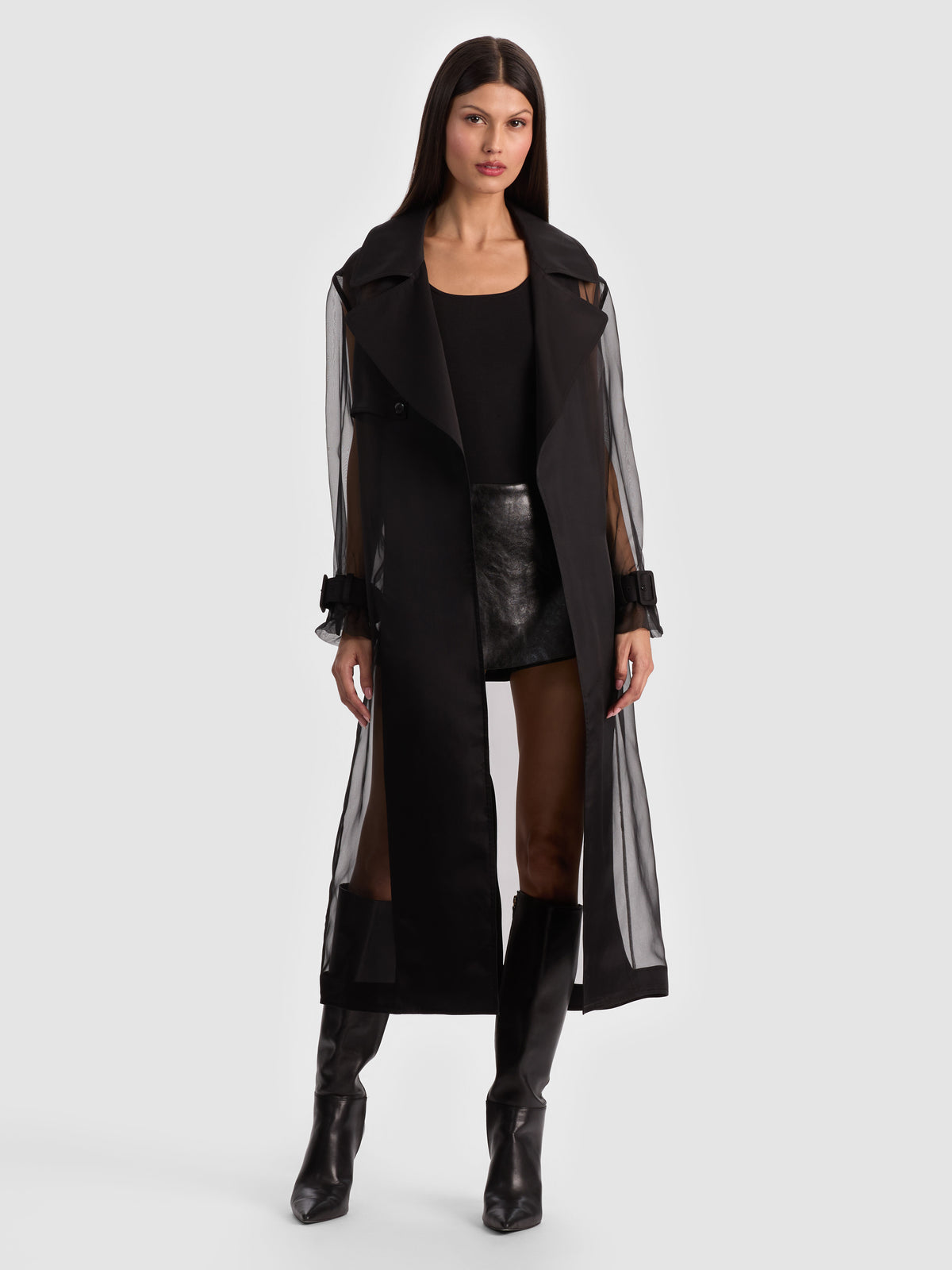 SILVIA SHEER MAXI TRENCH - BLACK