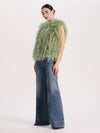 CHANDA FEATHERED VEST-SAGE-ALICE + OLIVIA