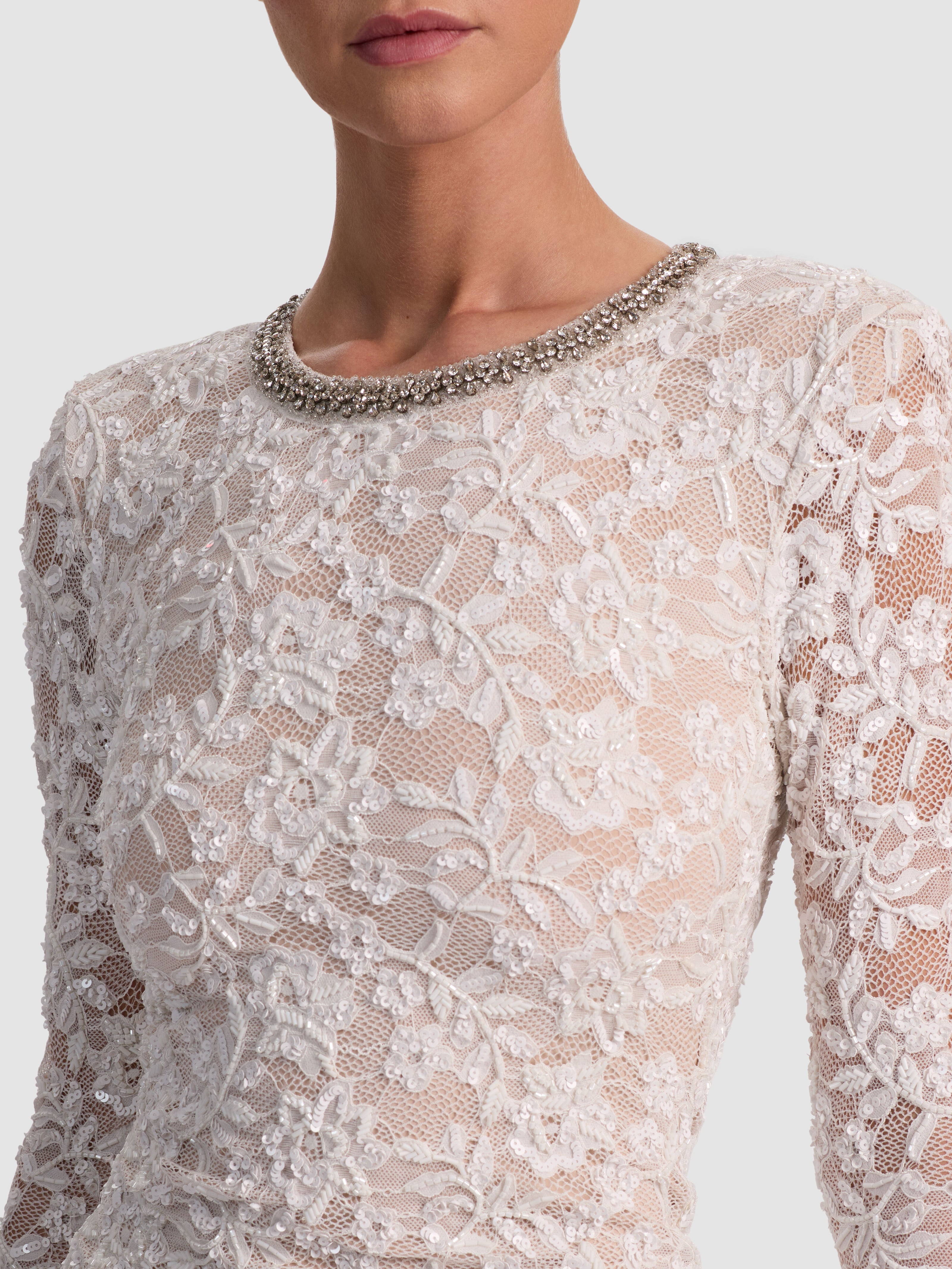 INKA LACE MINI DRESS-OFF WHITE-ALICE + OLIVIA