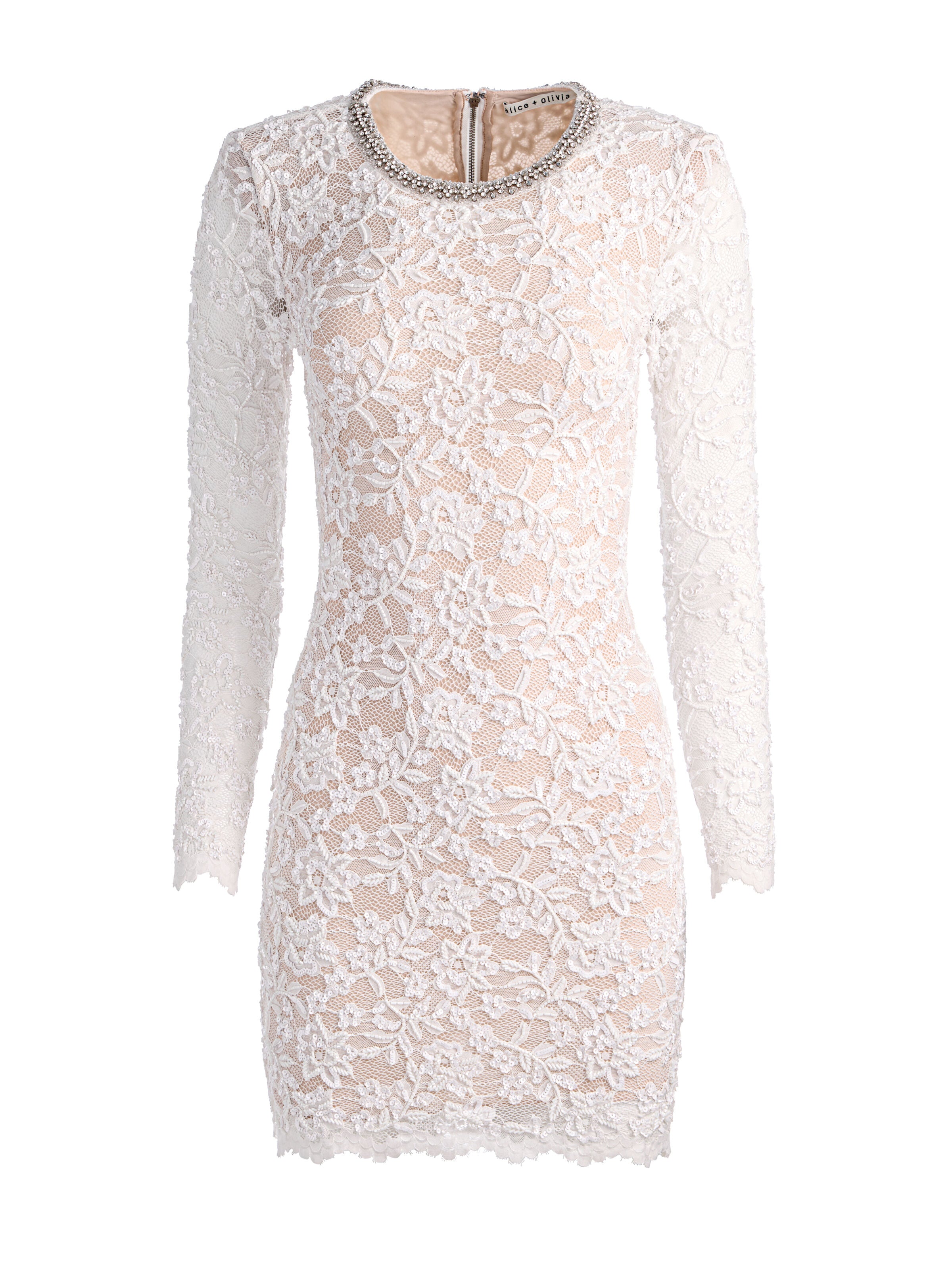 INKA LACE MINI DRESS-OFF WHITE-ALICE + OLIVIA