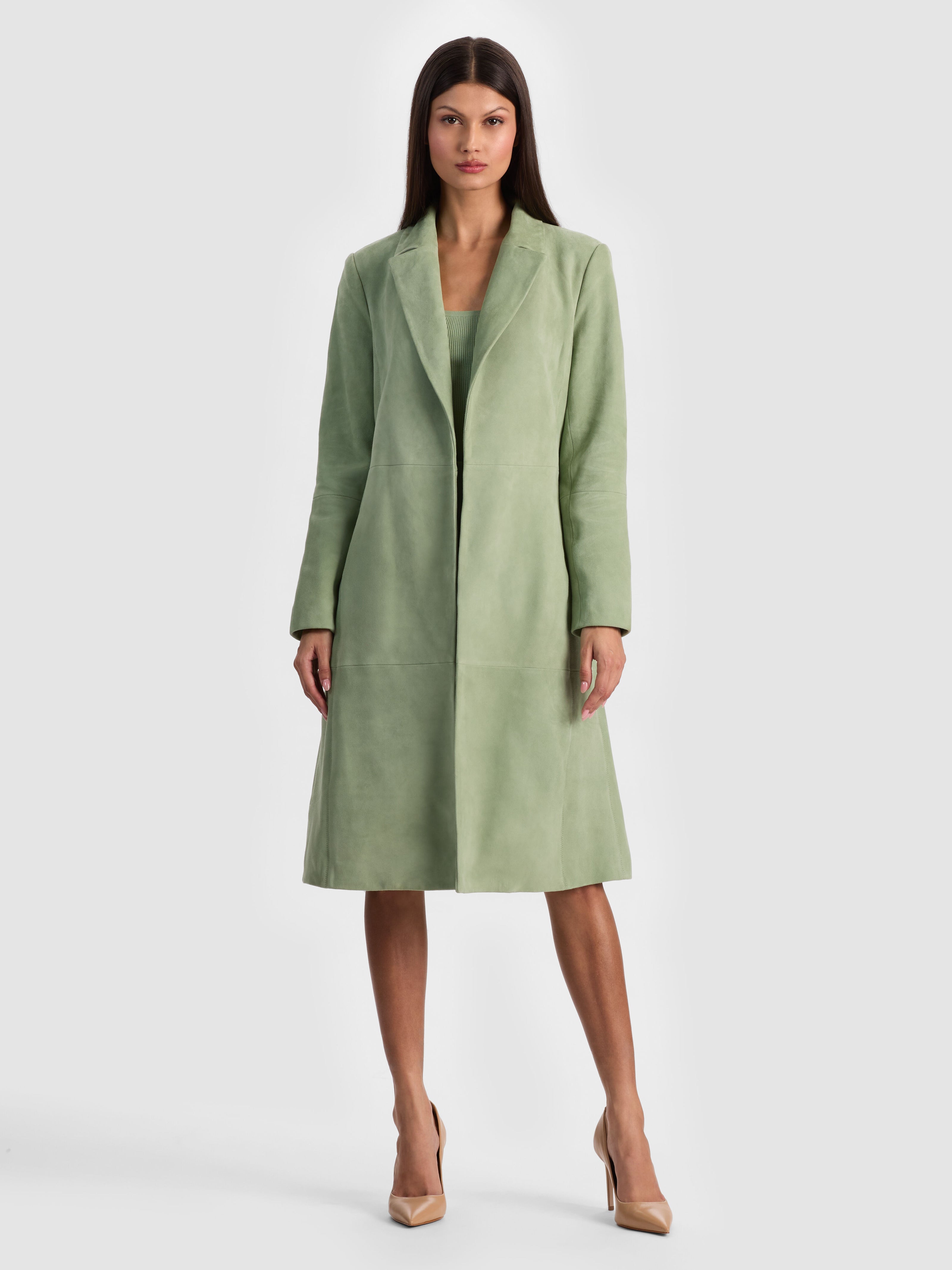 KARLEY SUEDE WRAP COAT-SAGE-ALICE + OLIVIA
