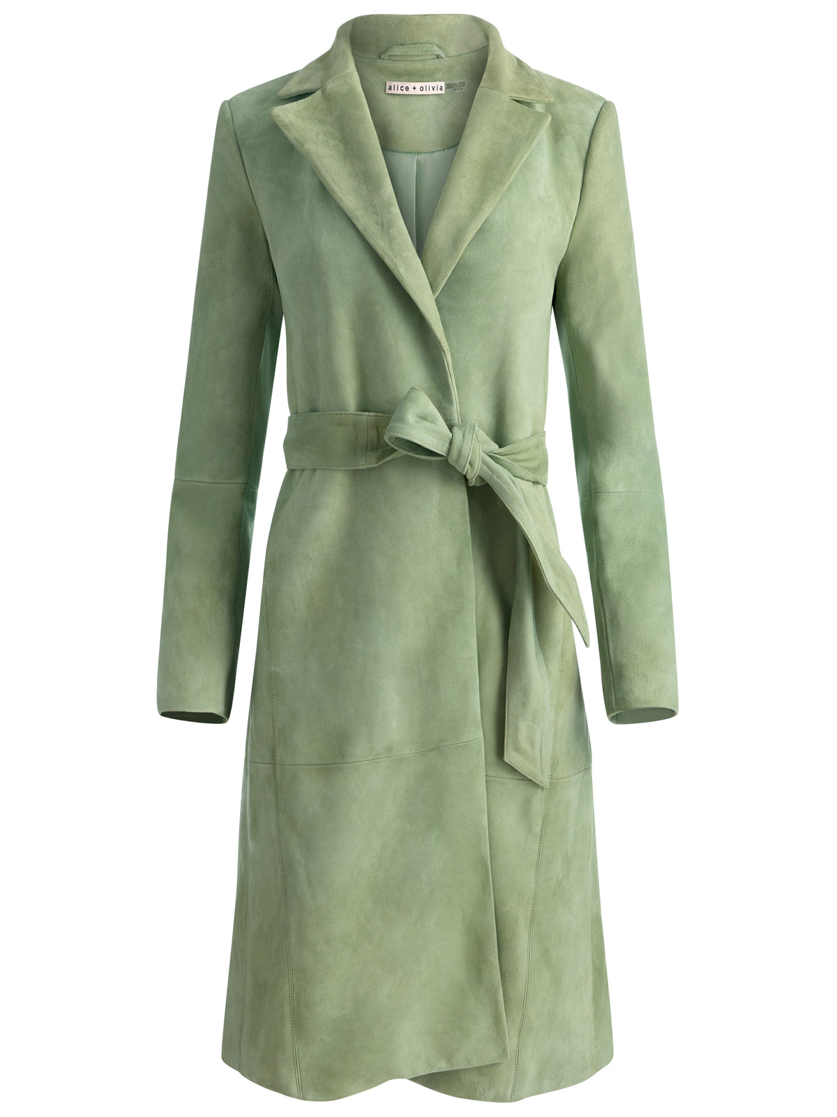 KARLEY SUEDE WRAP COAT - SAGE