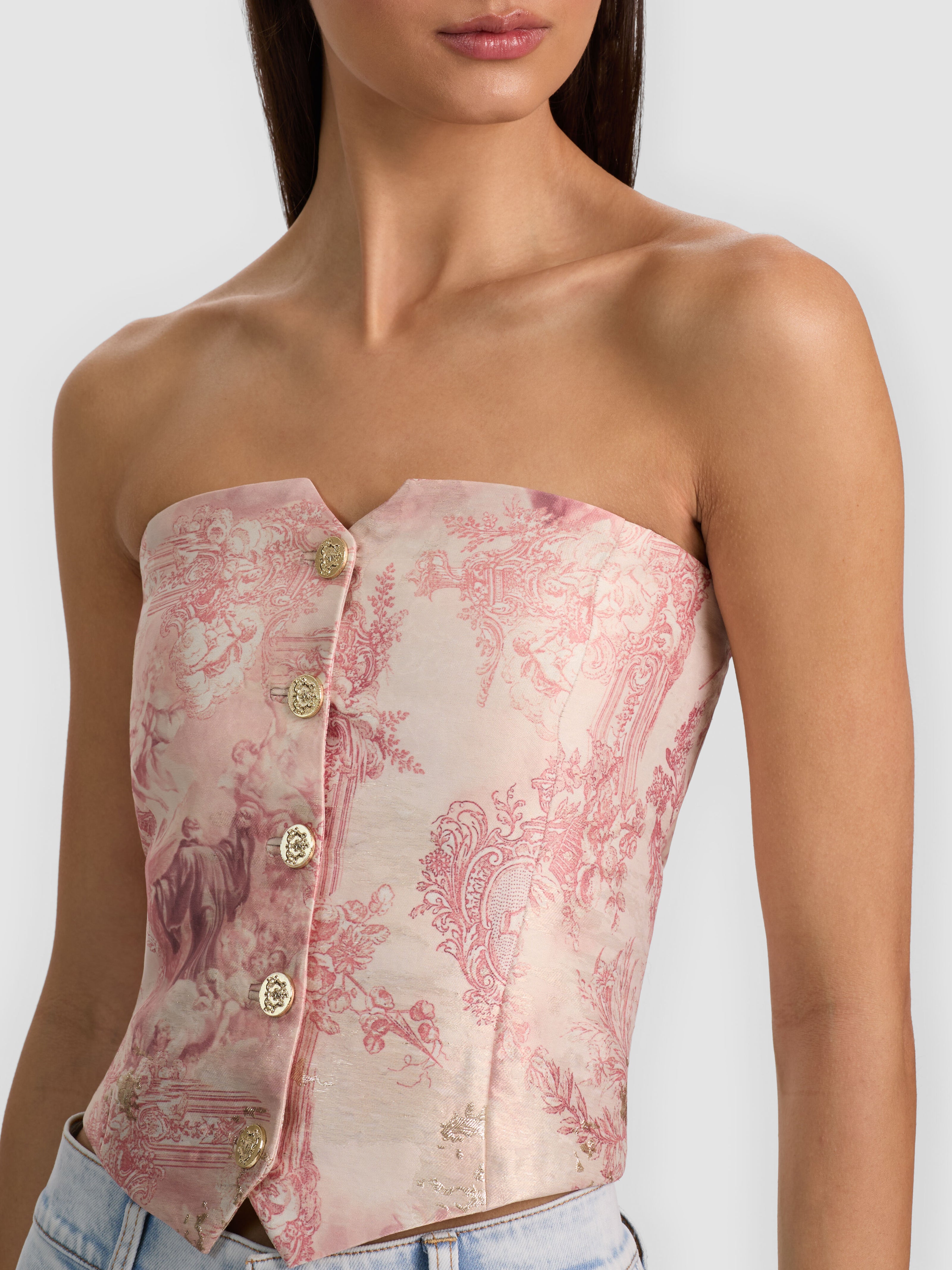 KELCEY STRAPLESS VEST-ENGLISH ROSE TOILE-ALICE + OLIVIA