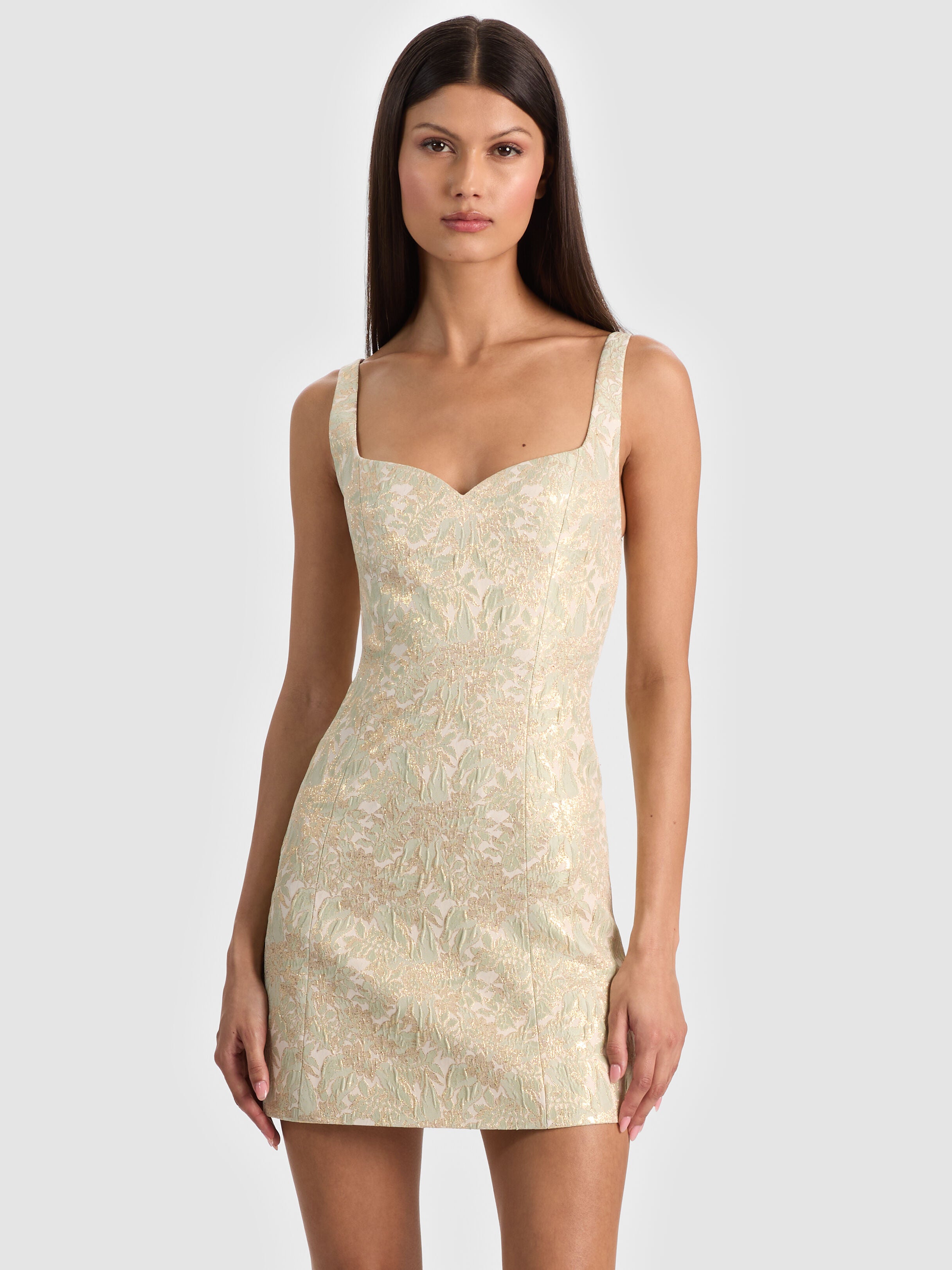 EVE EMBROIDERED MINI DRESS-OFF WHITE/SAGE-ALICE + OLIVIA