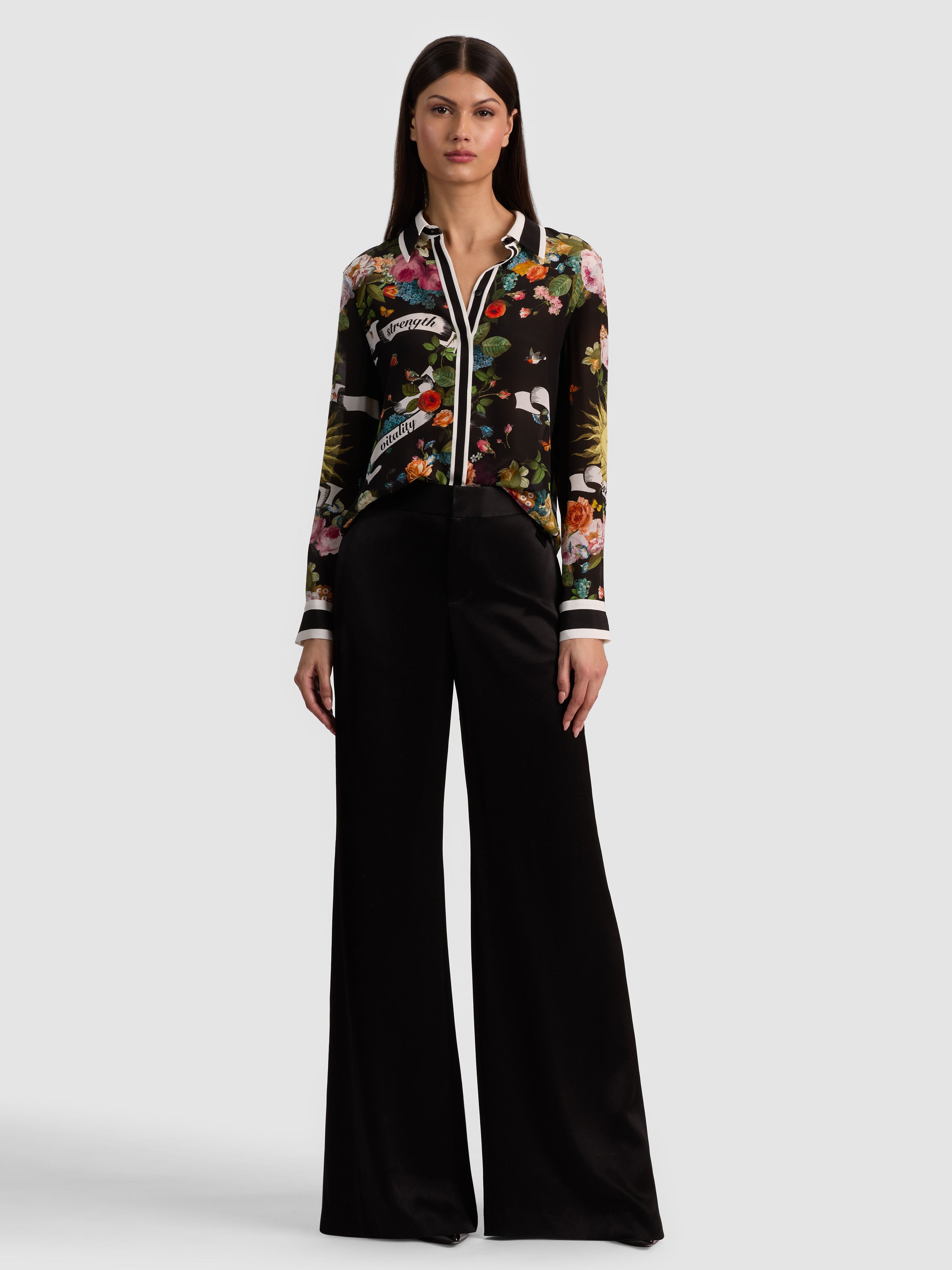 WILLA SILK BLOUSE-SOLAR STRENGTH BLACK-ALICE + OLIVIA