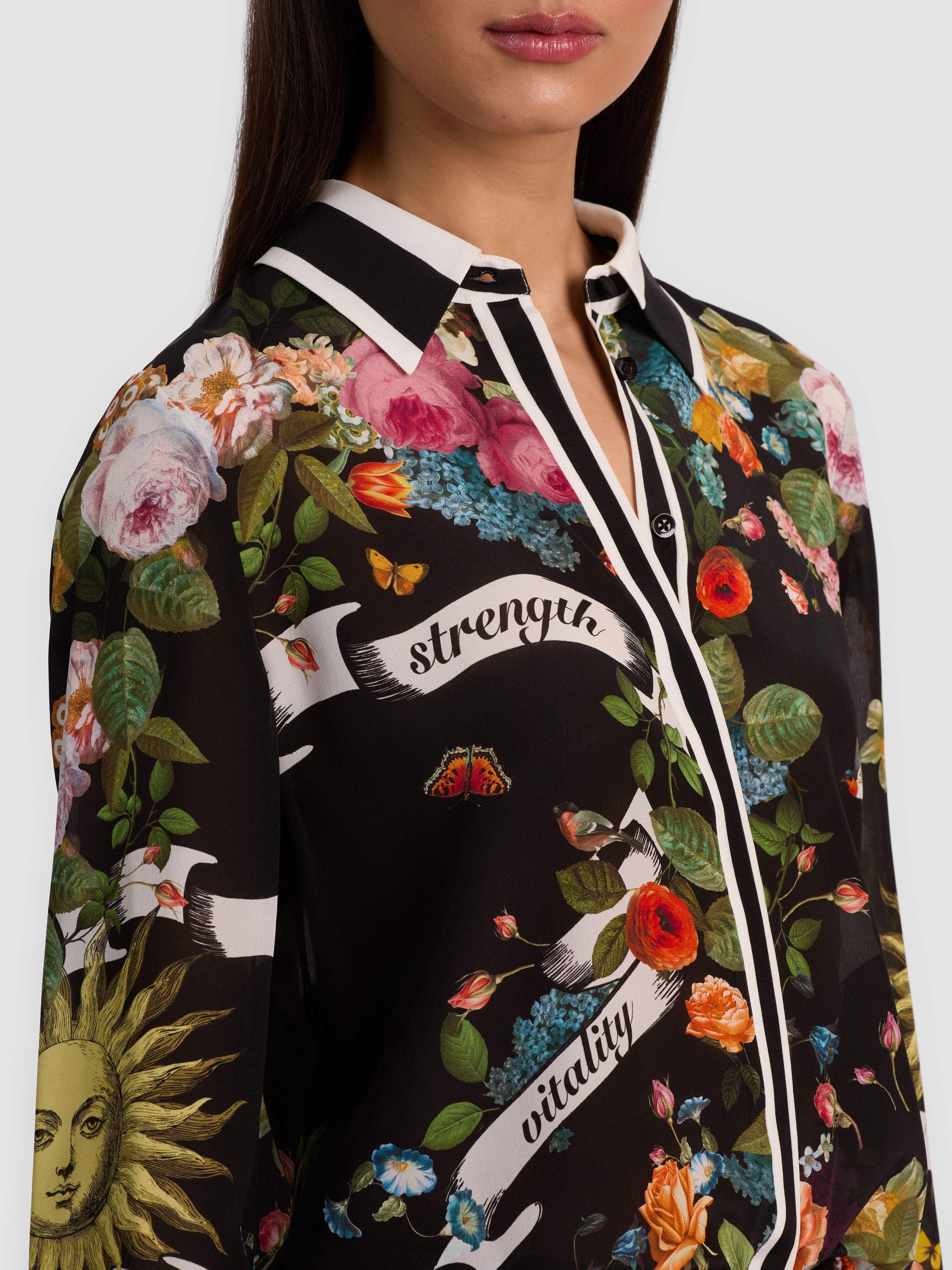 WILLA SILK BLOUSE-SOLAR STRENGTH BLACK-ALICE + OLIVIA