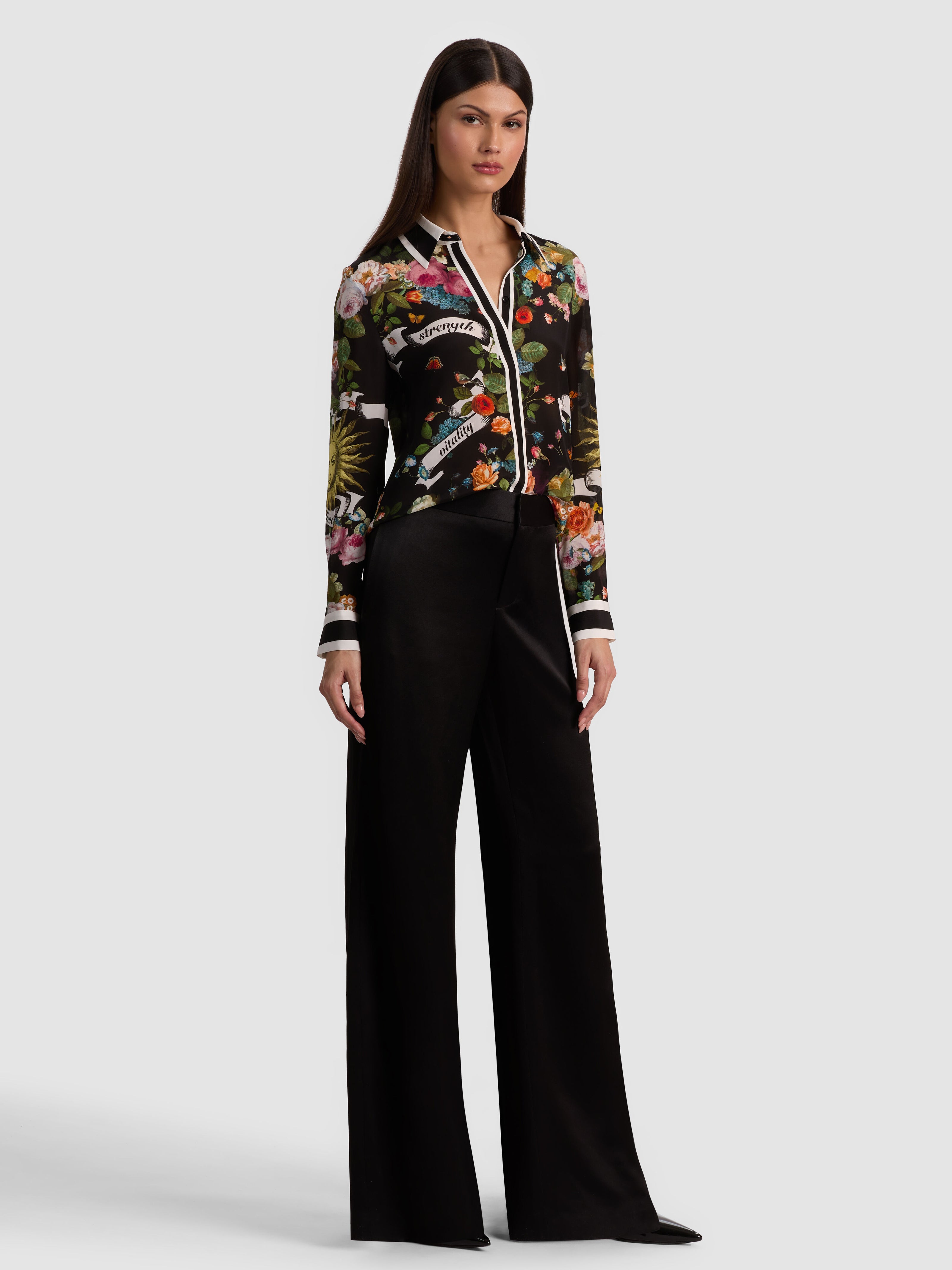 WILLA SILK BLOUSE-SOLAR STRENGTH BLACK-ALICE + OLIVIA