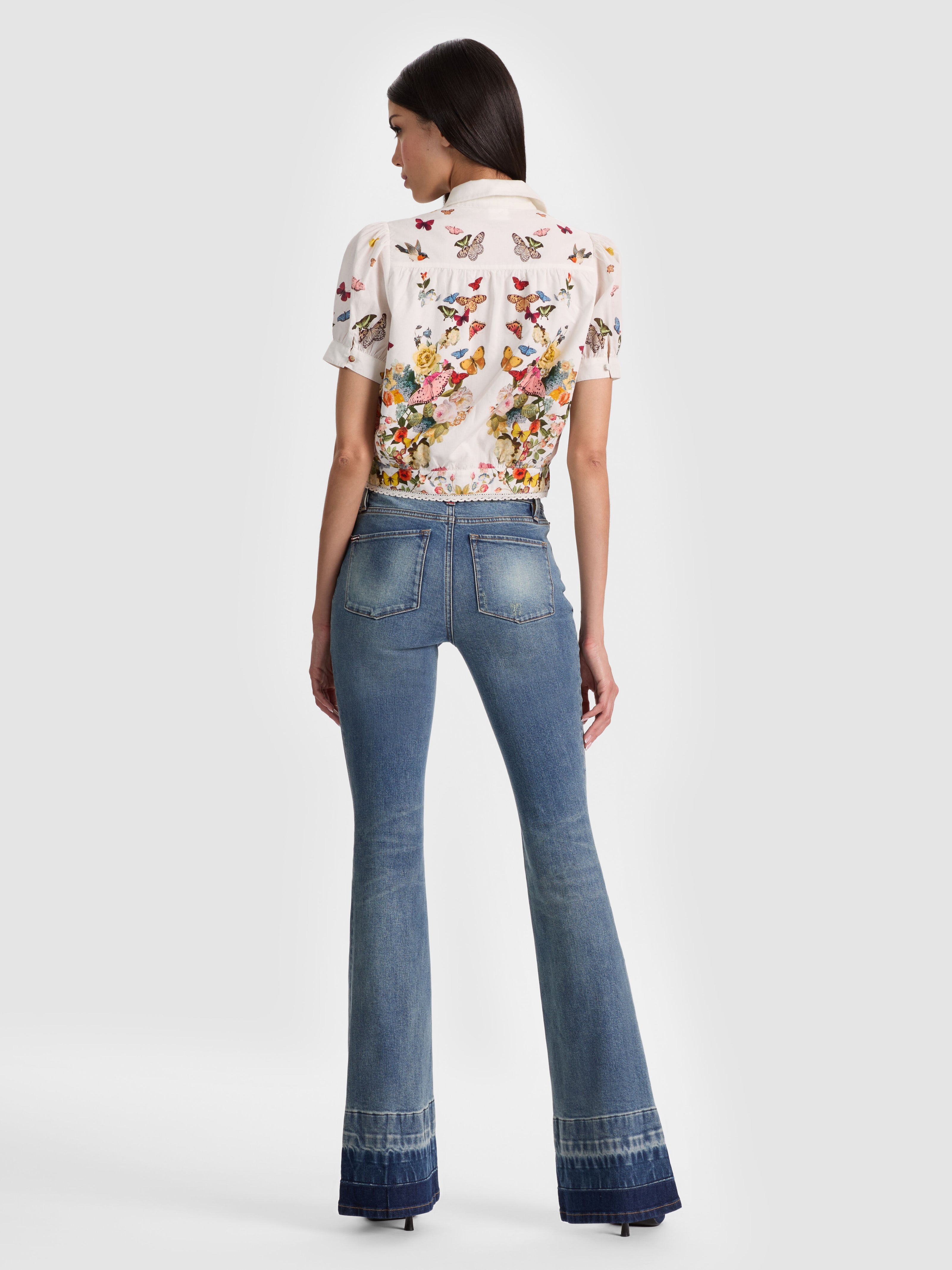 ROSIE CROPPED BUTTON DOWN-SOLAR STRENGTH OFF WHITE-ALICE + OLIVIA