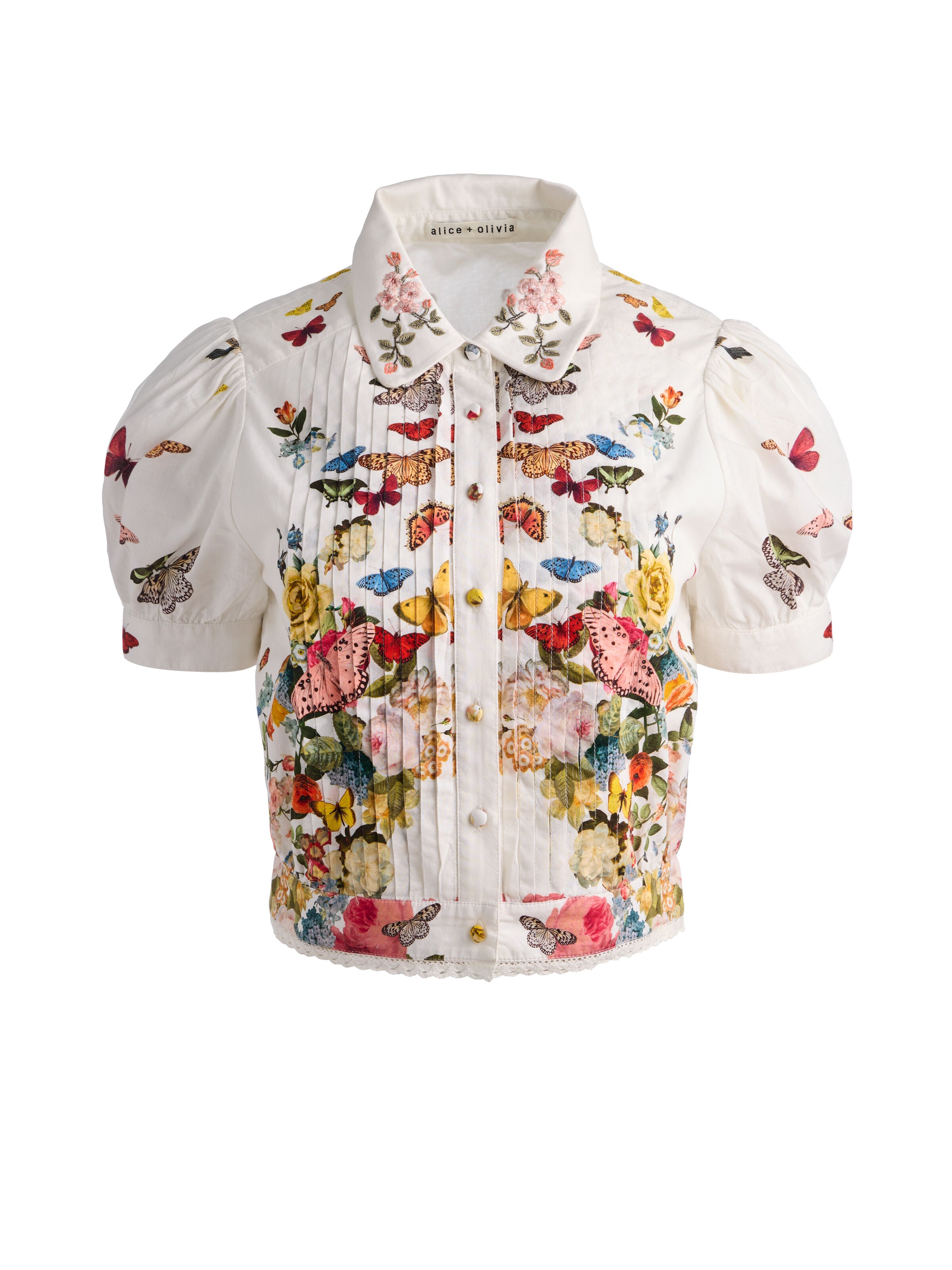 ROSIE CROPPED BUTTON DOWN-SOLAR STRENGTH OFF WHITE-ALICE + OLIVIA
