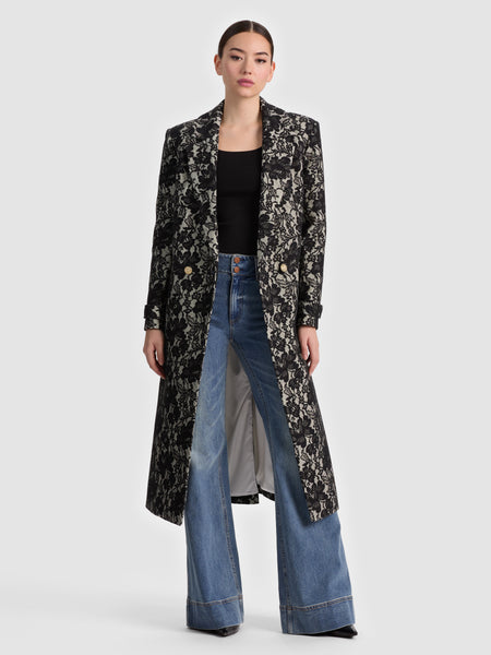 JIMMY LACE COAT in OFF WHITE/BLACK | ALICE + OLIVIA