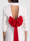 SHAWN BOW BACK BLAZER DRESS-OFF WHITE/CHILI PEPPER-ALICE + OLIVIA
