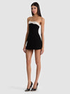 Combinaison-short sculptée KATYA à nœud – NOIR/BLANC CASSÉ-ALICE + OLIVIA