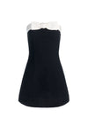 Combinaison-short sculptée KATYA à nœud – NOIR/BLANC CASSÉ-ALICE + OLIVIA