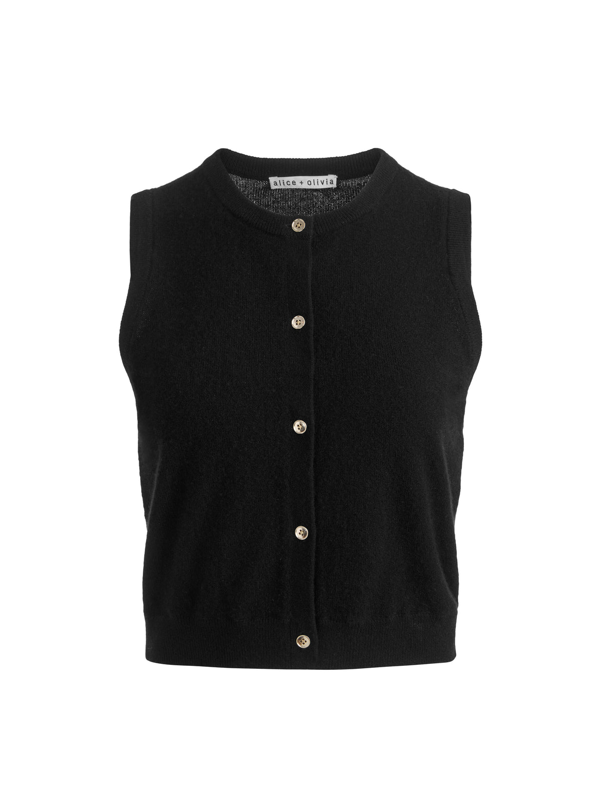 LOLY BUTTON FRONT CASHMERE VEST - BLACK