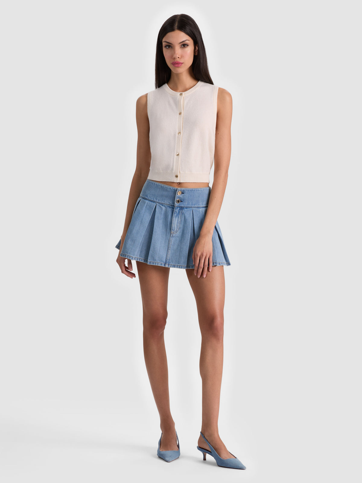 LOLY BUTTON FRONT CASHMERE VEST - ECRU