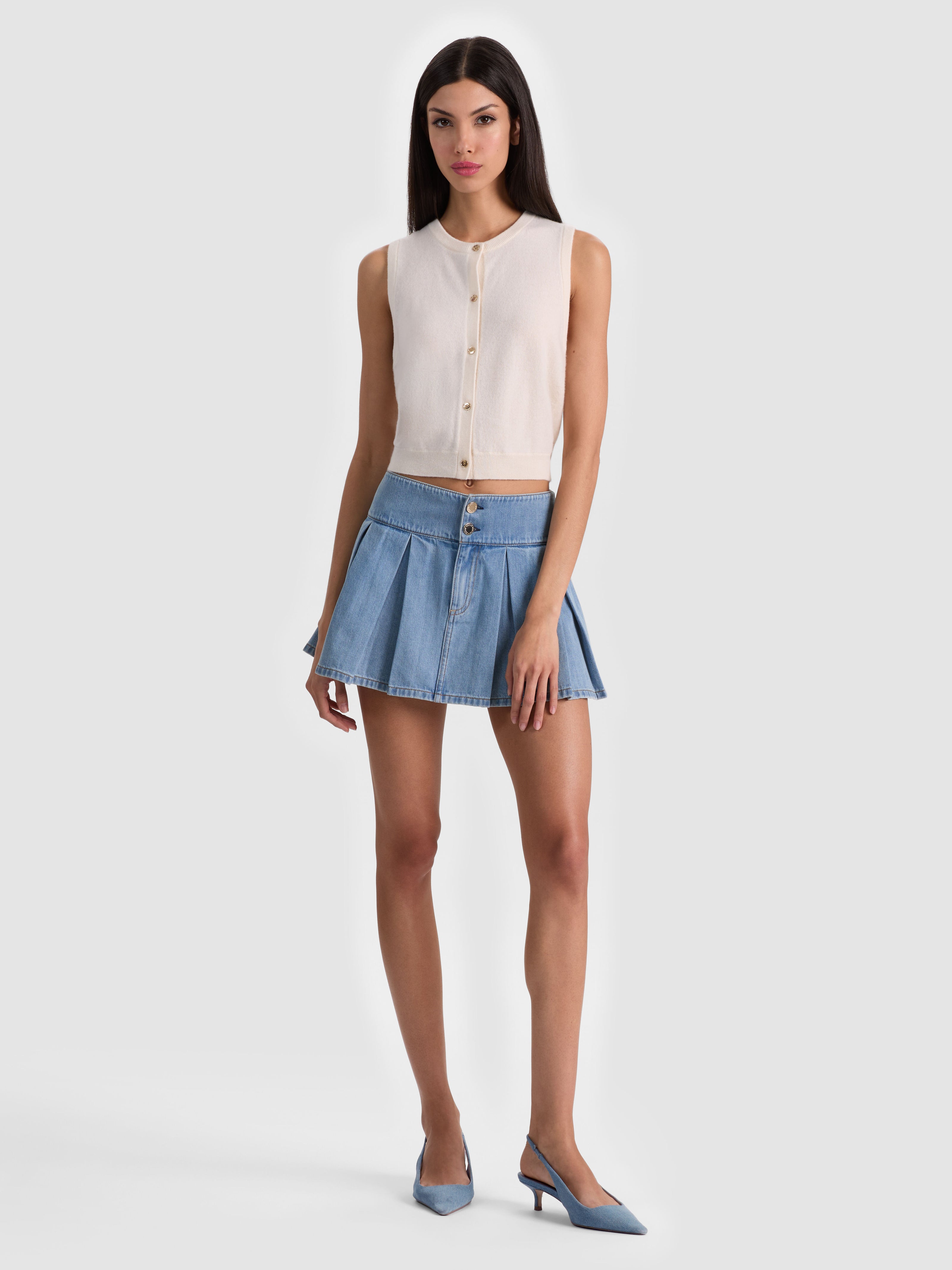 GILET EN CACHEMIRE BOUTONNÉ LOLY SUR LE DEVANT-ALICE + OLIVIA