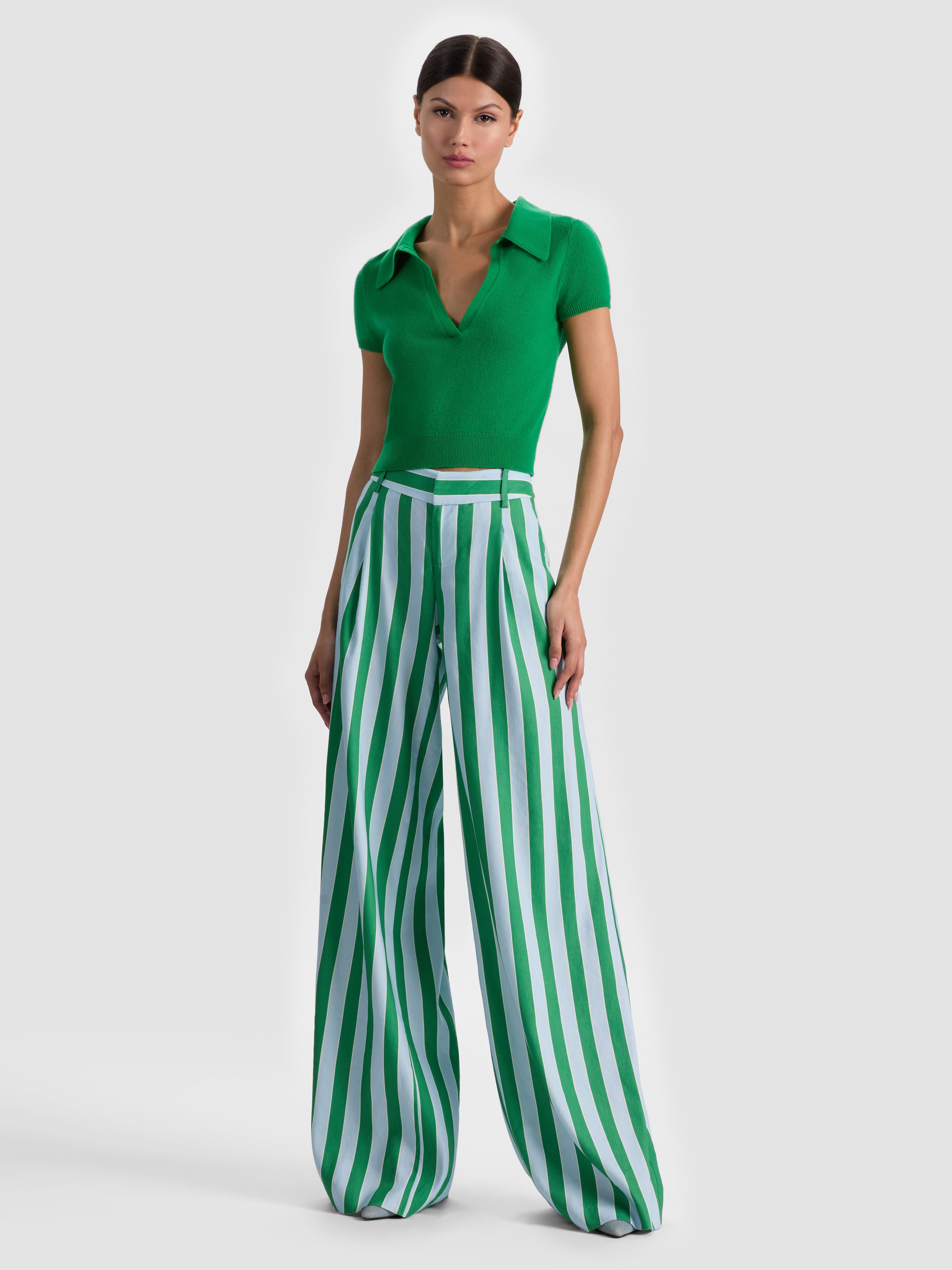 ANDI CASHMERE POLO-GREEN APPLE-ALICE + OLIVIA